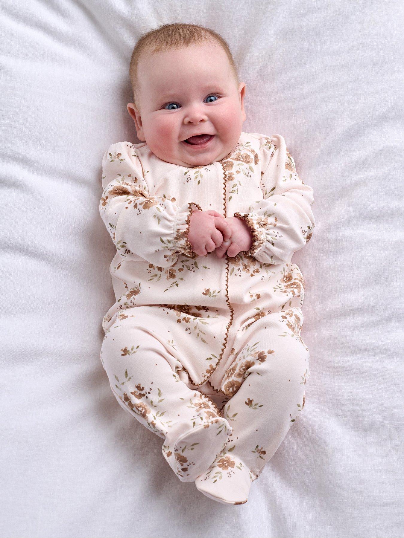 Mamas & Papas Baby Girls Large Floral Print Sleepsuit - Pink