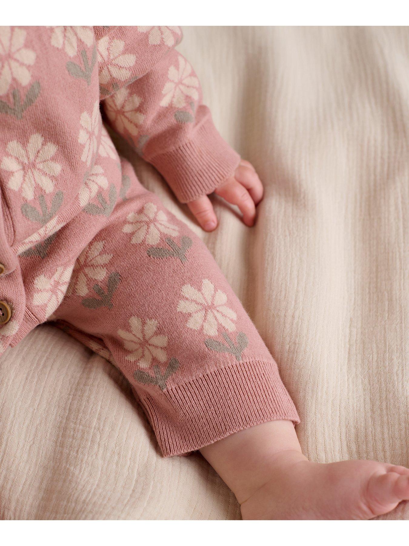 Image 3 of 6 of Mamas & Papas Baby Girls Floral Knitted Romper - Pink
