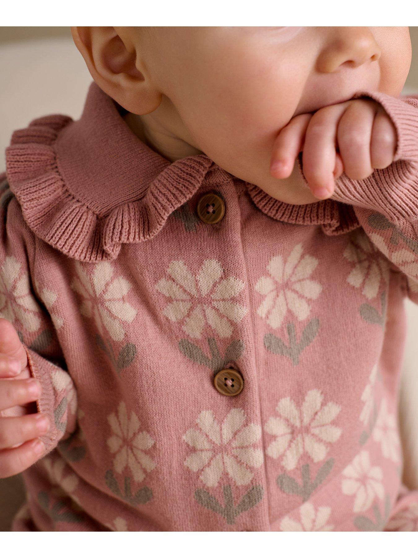 Image 4 of 6 of Mamas & Papas Baby Girls Floral Knitted Romper - Pink