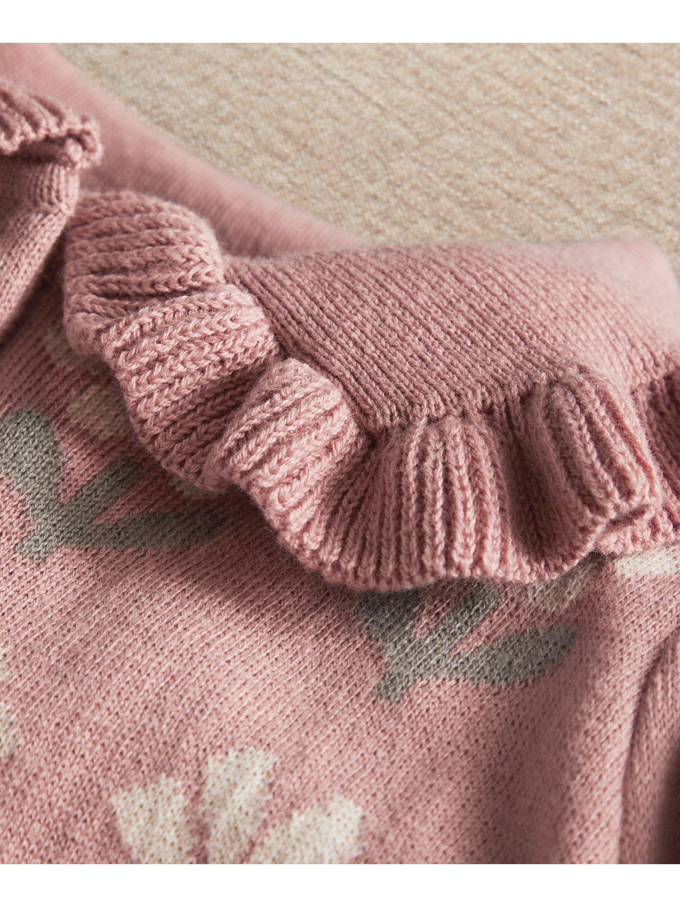 Image 5 of 6 of Mamas & Papas Baby Girls Floral Knitted Romper - Pink