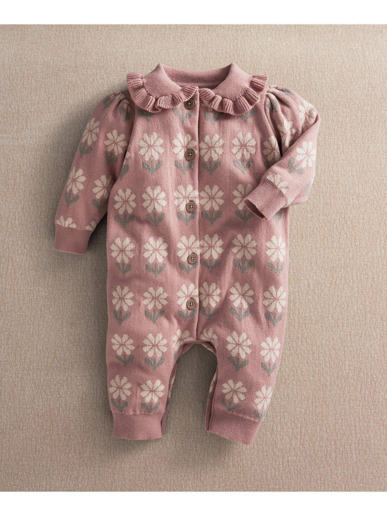 Image 6 of 6 of Mamas & Papas Baby Girls Floral Knitted Romper - Pink