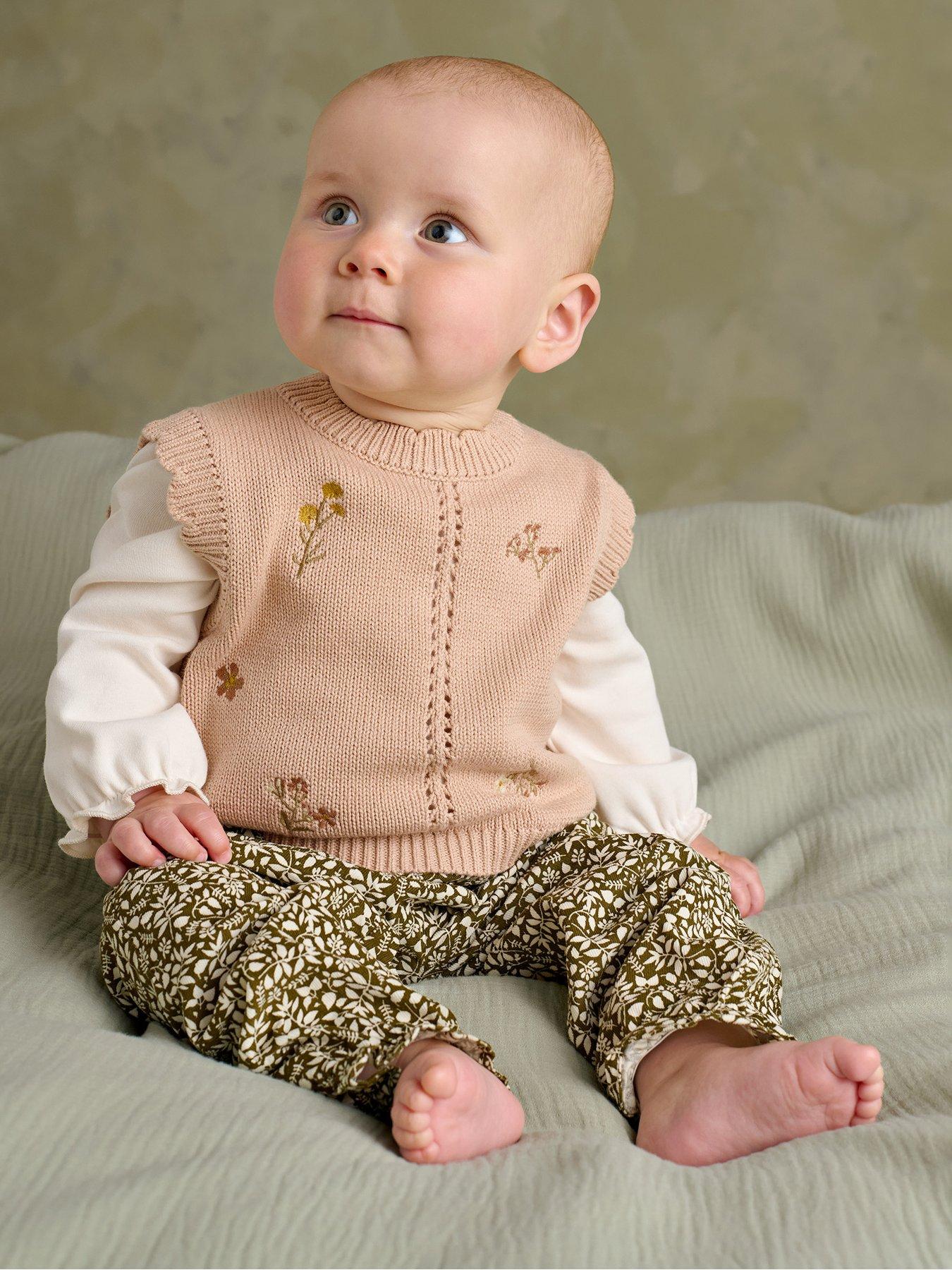 Mamas & Papas Baby Girls 2 Piece Knitted Tank Top  &  Corduroy Trousers - Pink