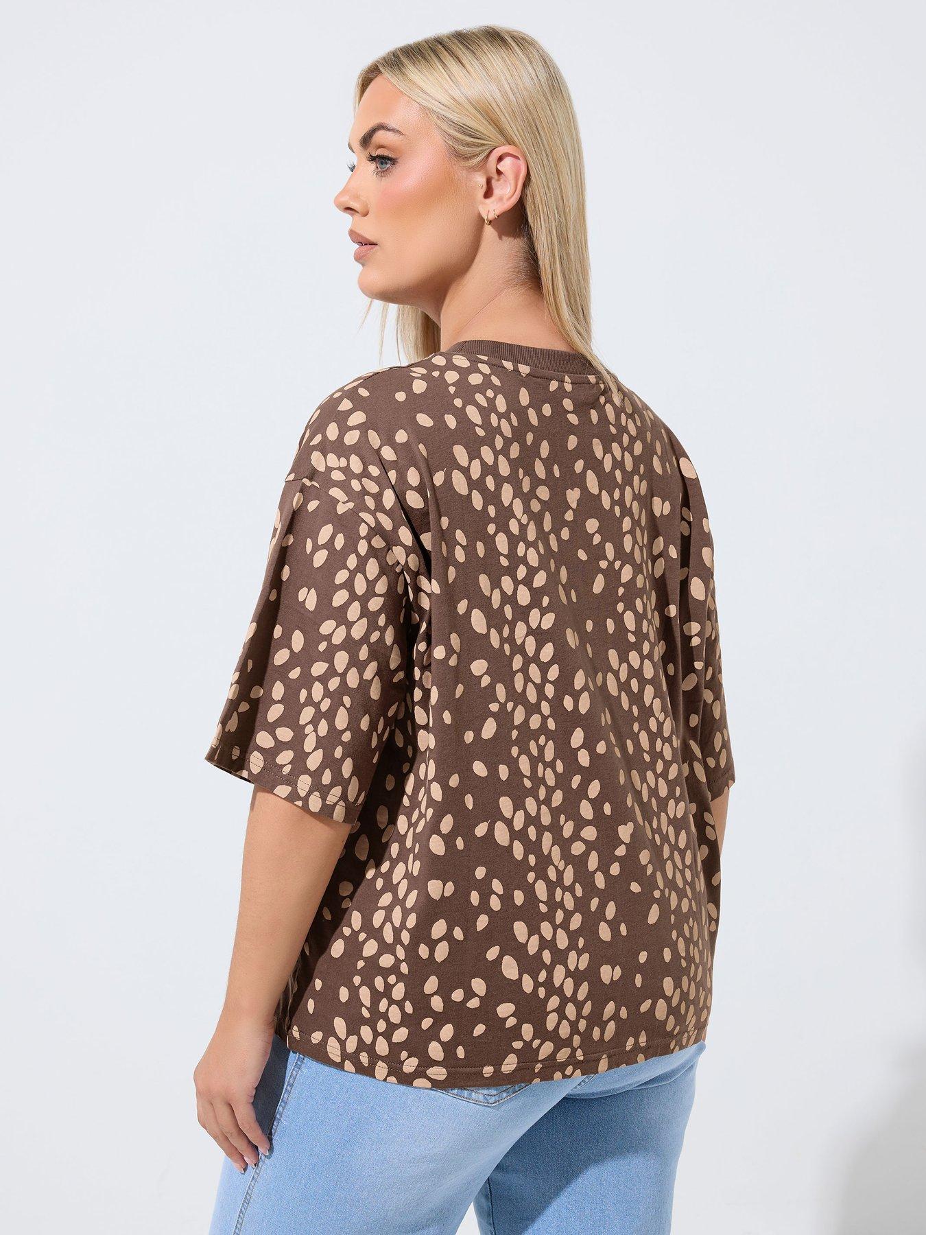 Image 2 of 4 of Yours Curve Deer Marking T-Shirt - Brown