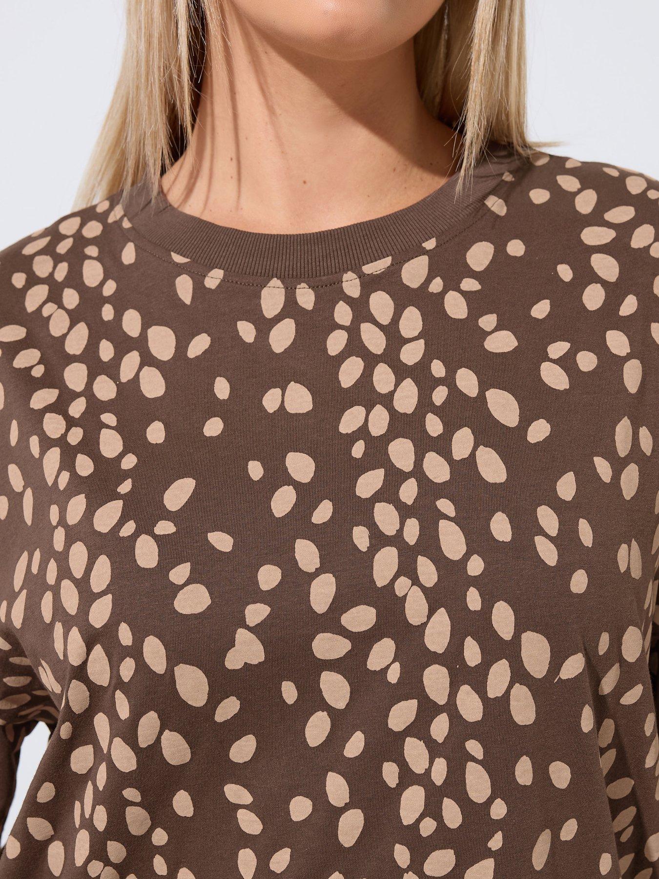 Image 4 of 4 of Yours Curve Deer Marking T-Shirt - Brown