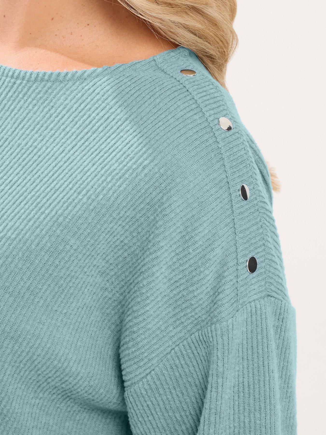Image 4 of 4 of Yours Curve Ribbed Button Top