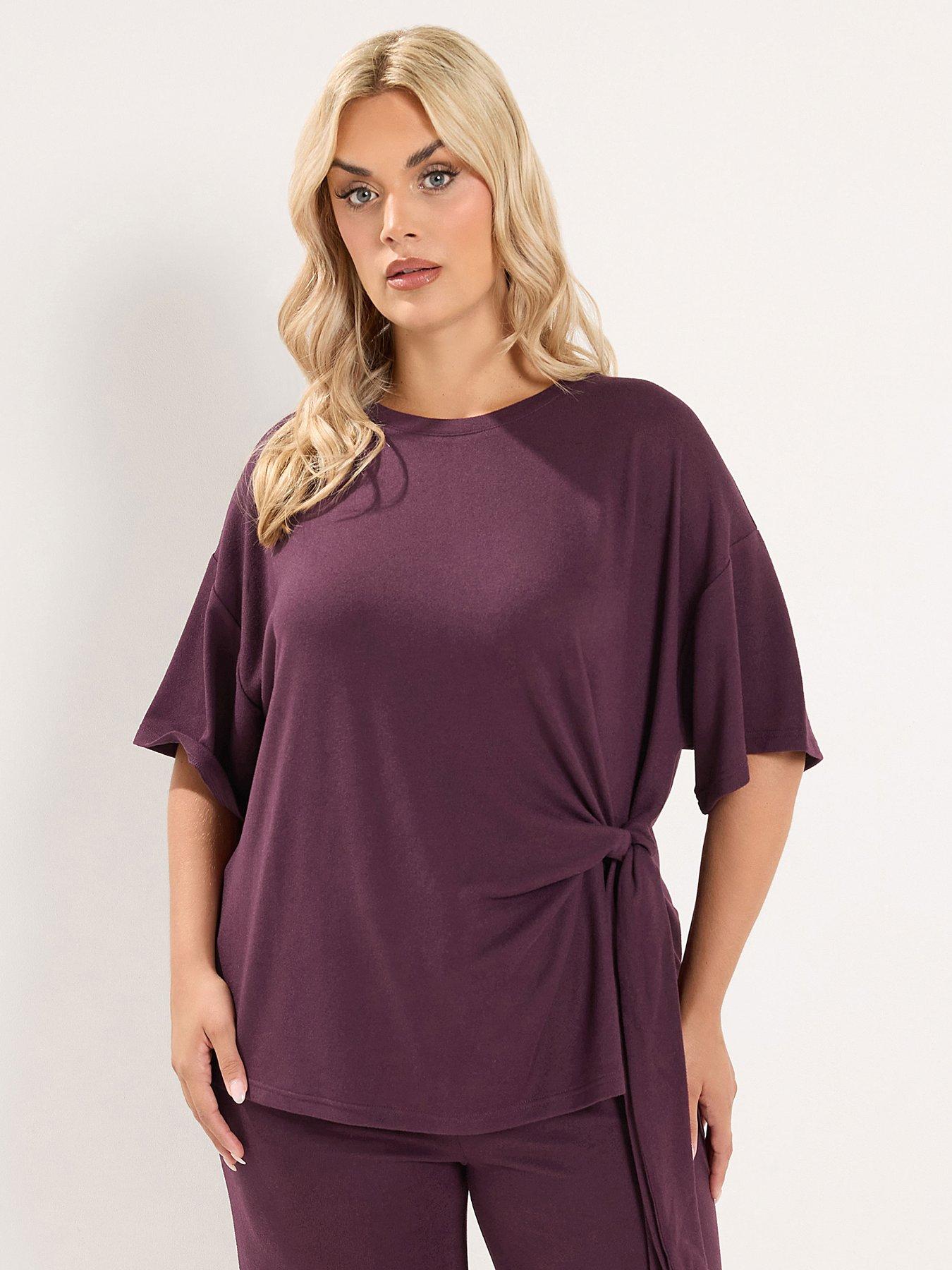 Yours Curve Side Knot Soft Touch Top - Purple