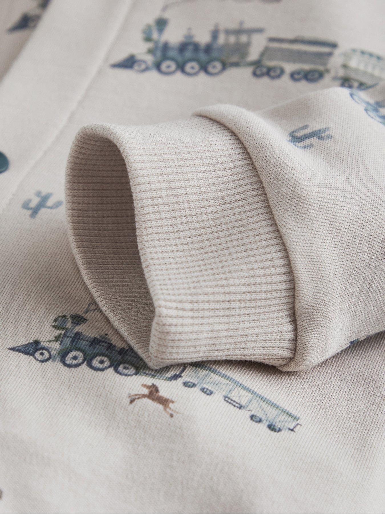 Image 5 of 5 of Mamas & Papas Baby Boys Train Print Romper - Cream