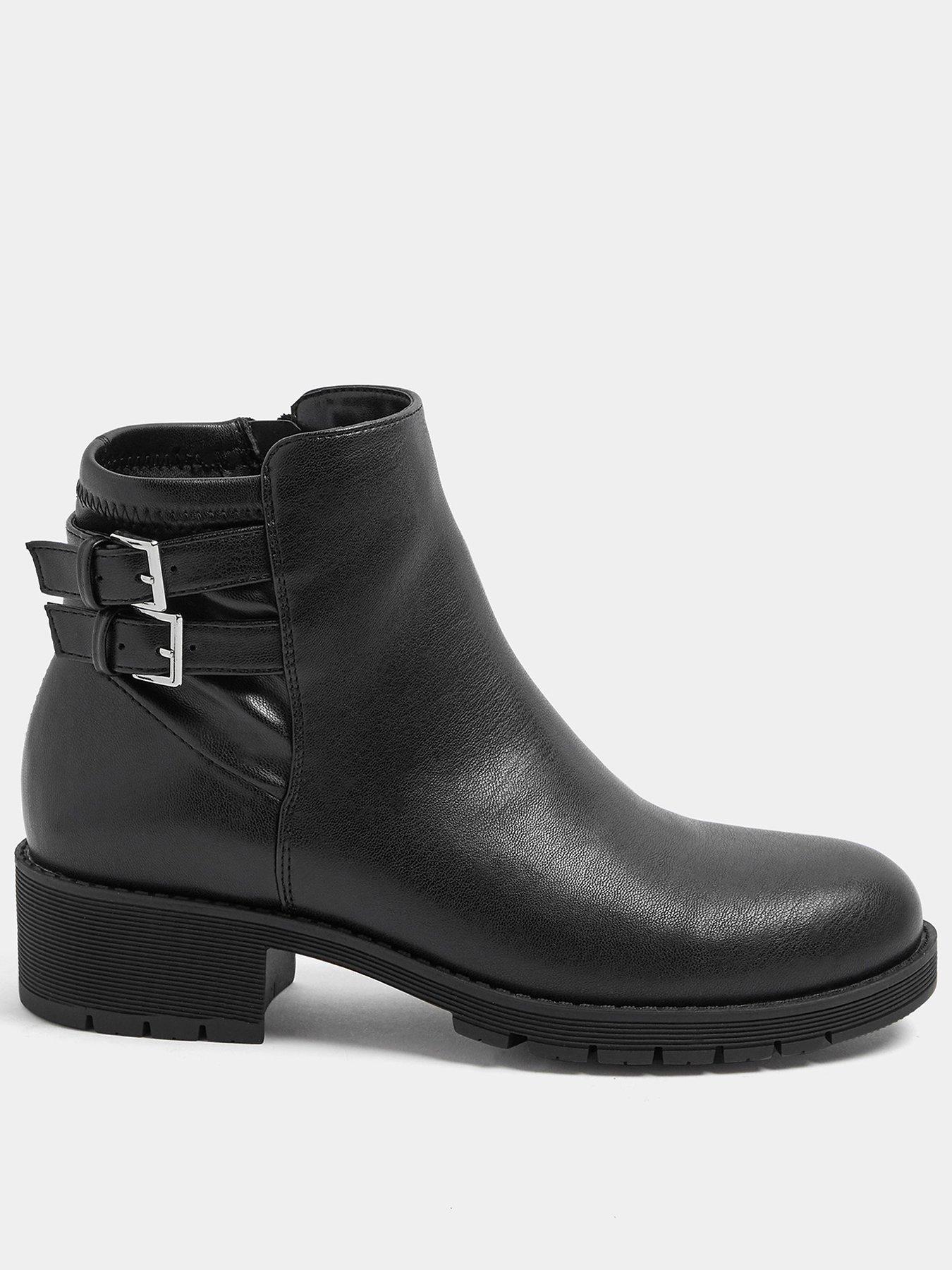 Yours Curve Wide Fit Double Buckle Chelsea Boot - Black