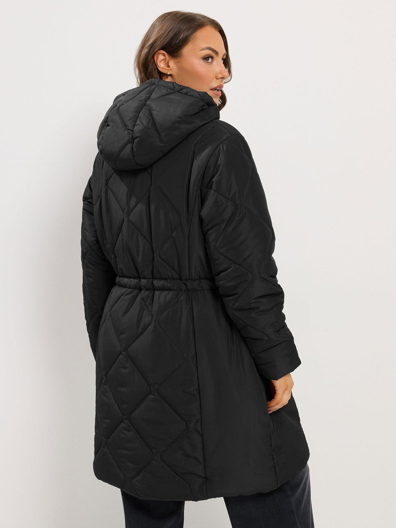 Image 2 of 4 of Yours Curve Padded Midi Coat - Black