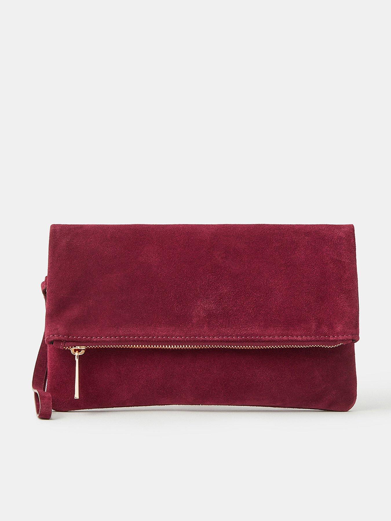 Accessorize Foldover Suede Wristlet Bag