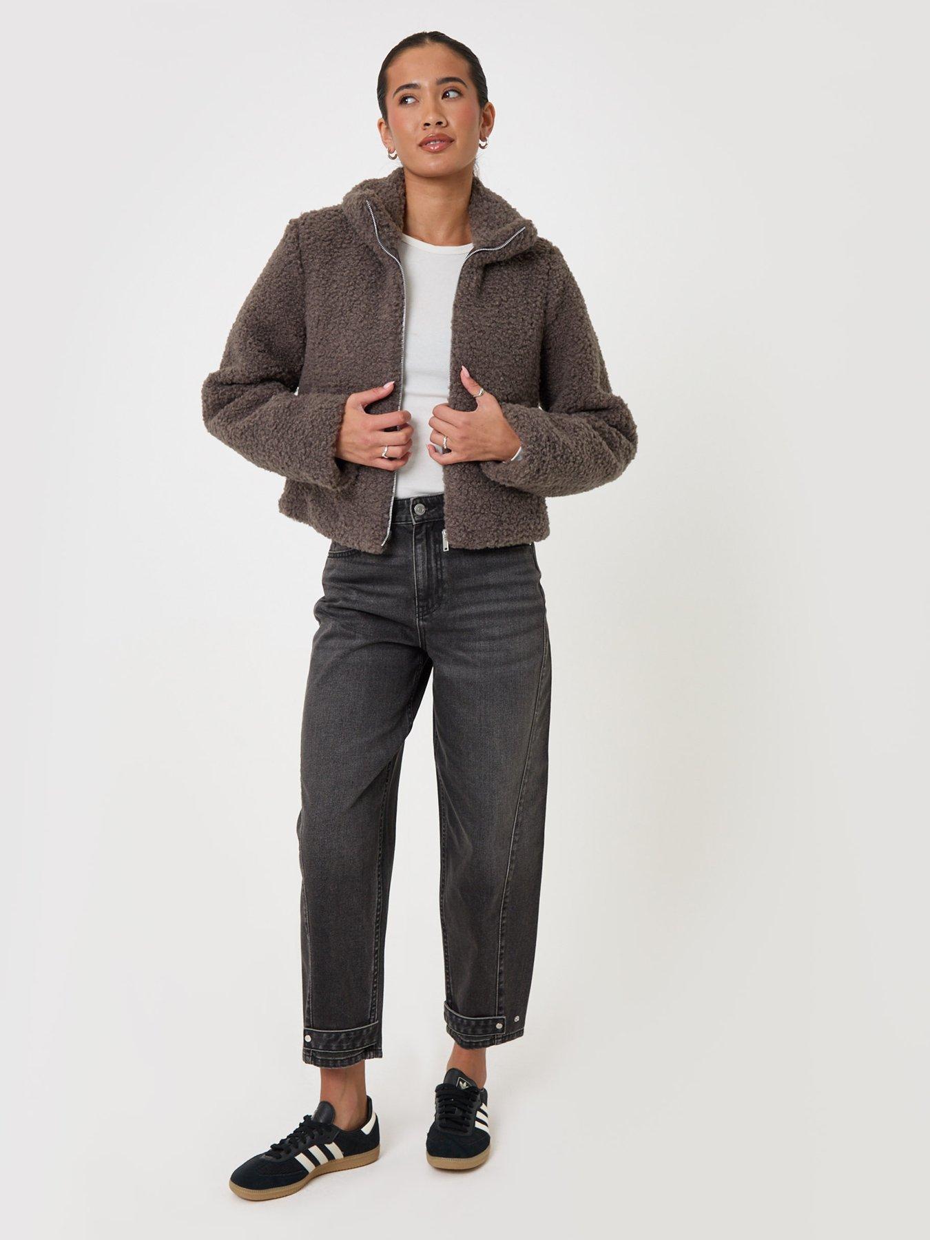 Image 3 of 4 of Threadbare Funnel Neck Borg Bomber Jacket In Grey