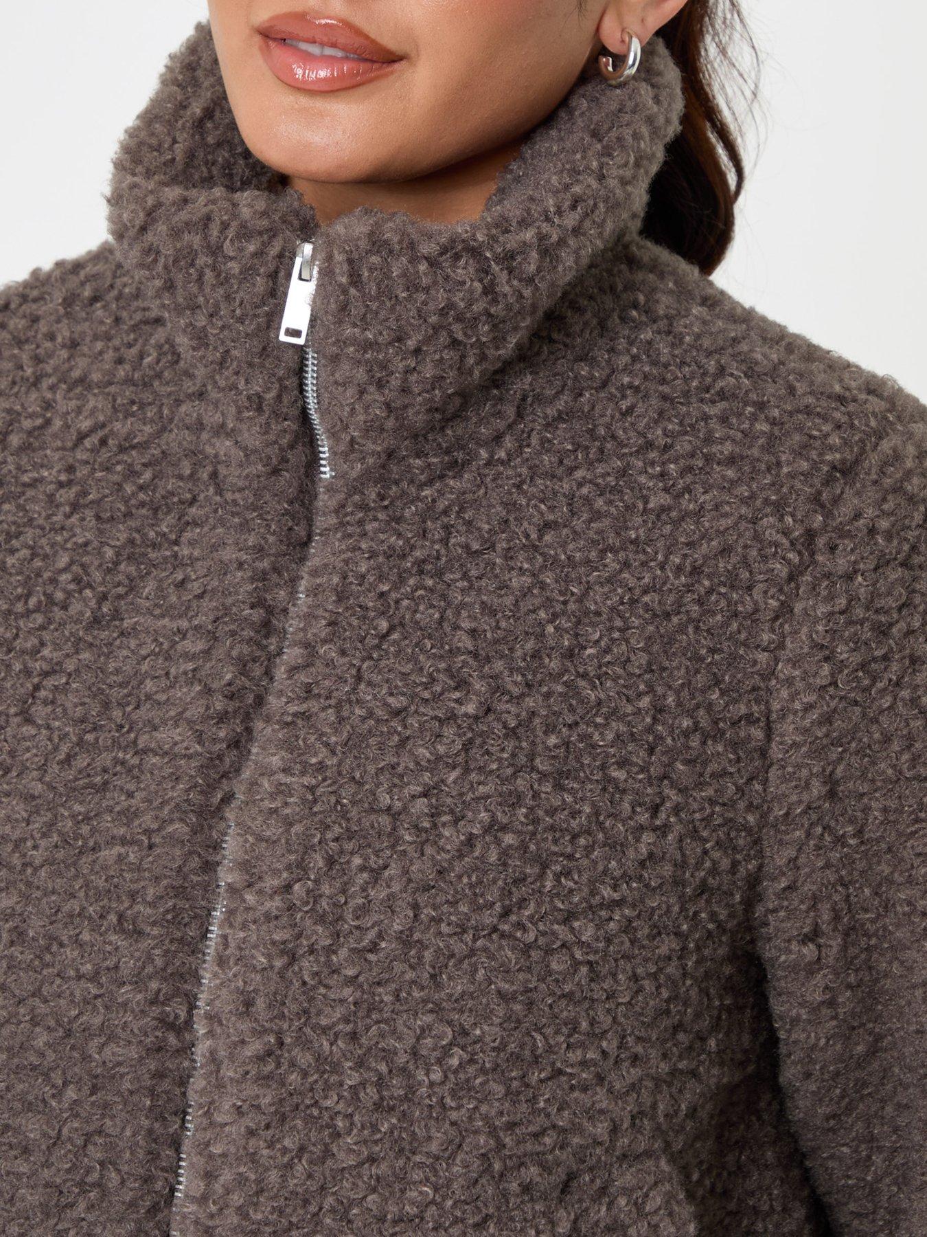 Image 4 of 4 of Threadbare Funnel Neck Borg Bomber Jacket In Grey
