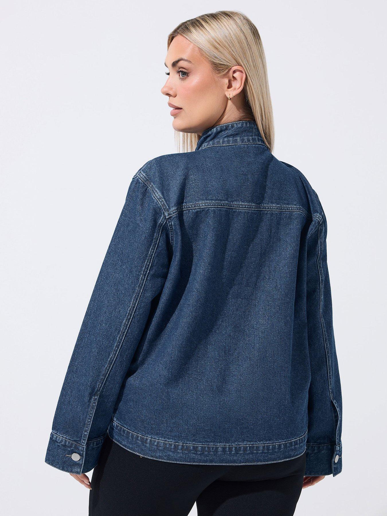 Image 2 of 4 of Yours Curve Funnel Neck Large Pocket Jacket - Blue