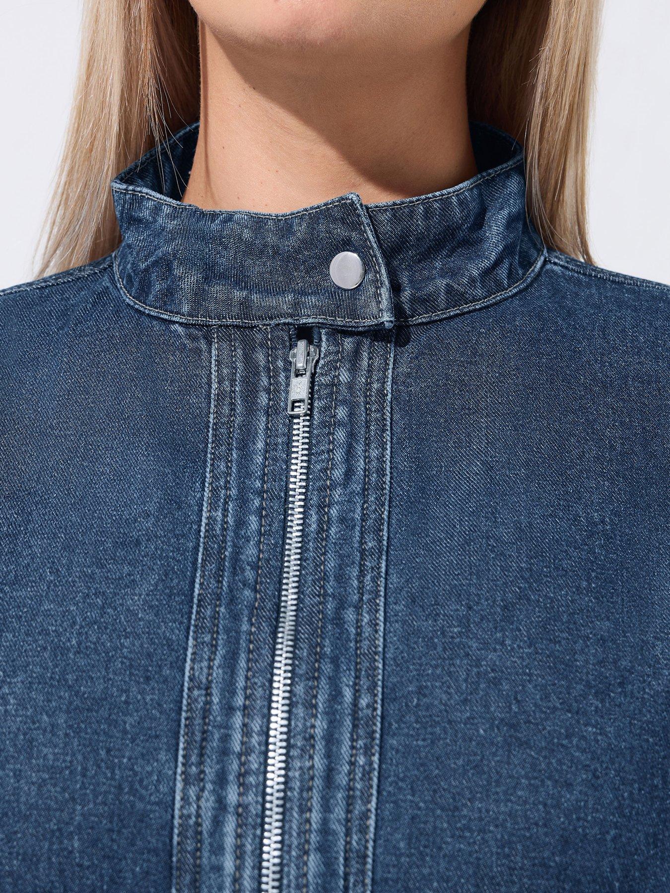 Image 4 of 4 of Yours Curve Funnel Neck Large Pocket Jacket - Blue