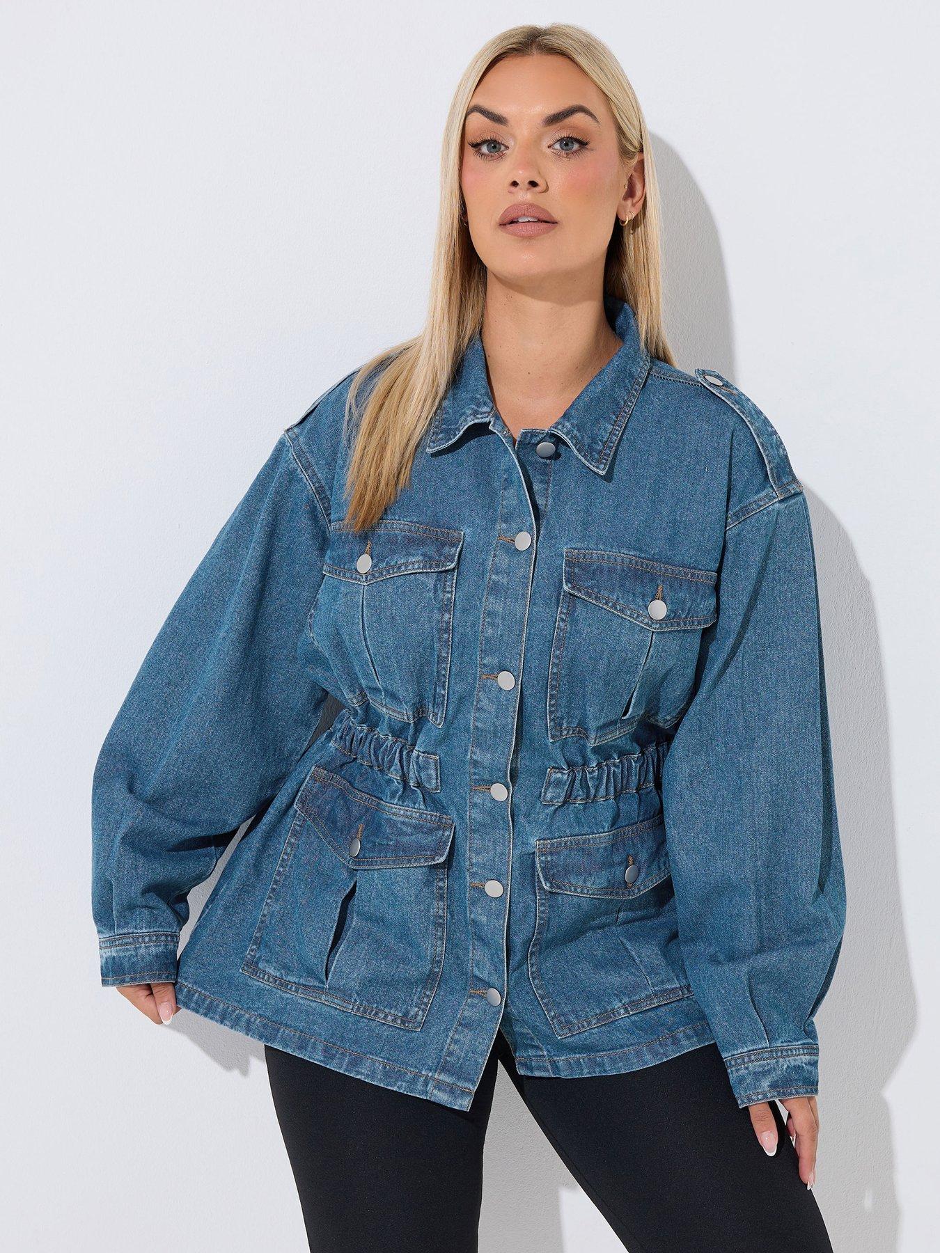 Yours Curve Elasticated Hem Jacket - Blue