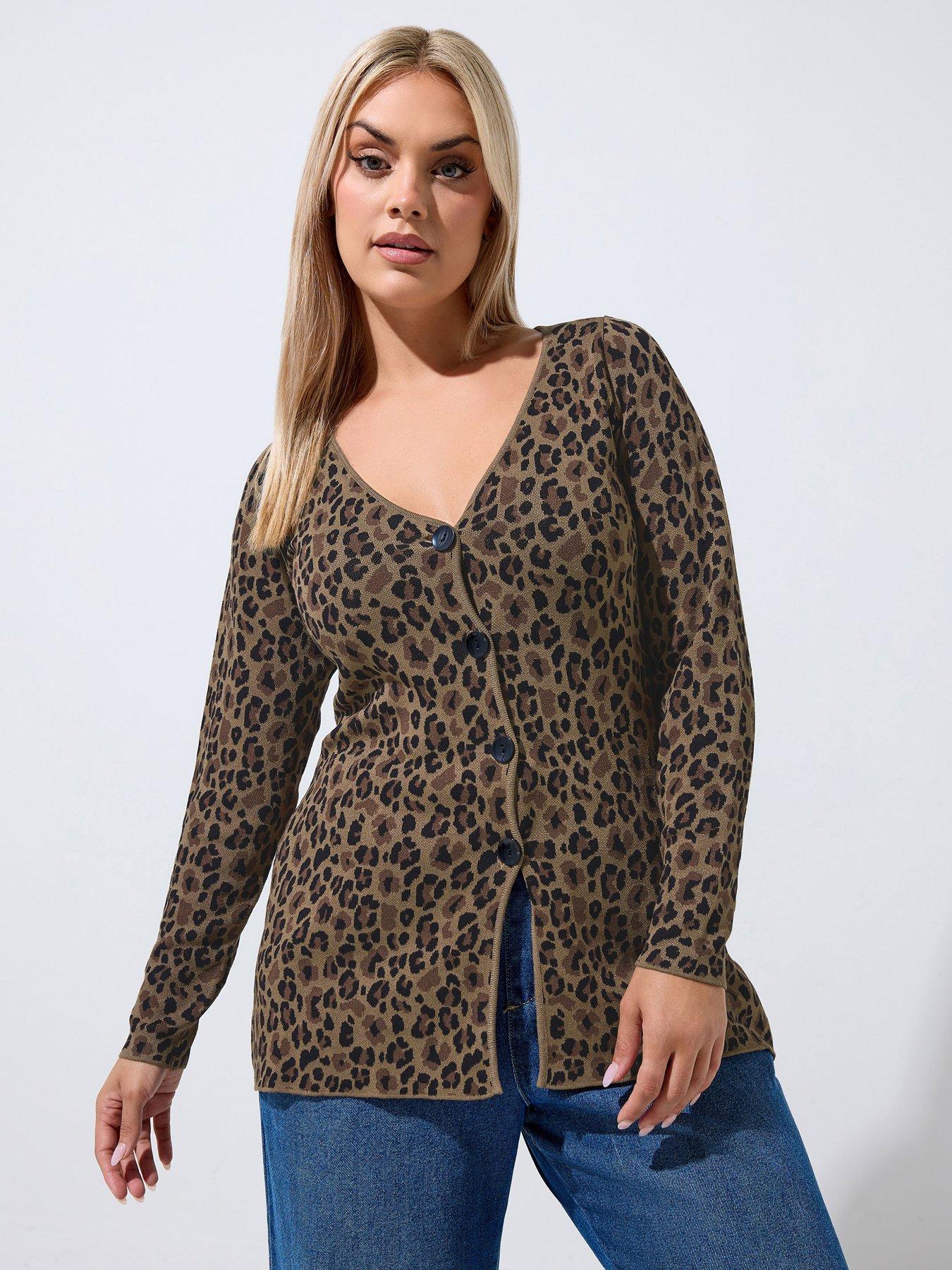 Yours Curve Flare Hem Long Sleeve Cardigan - Brown