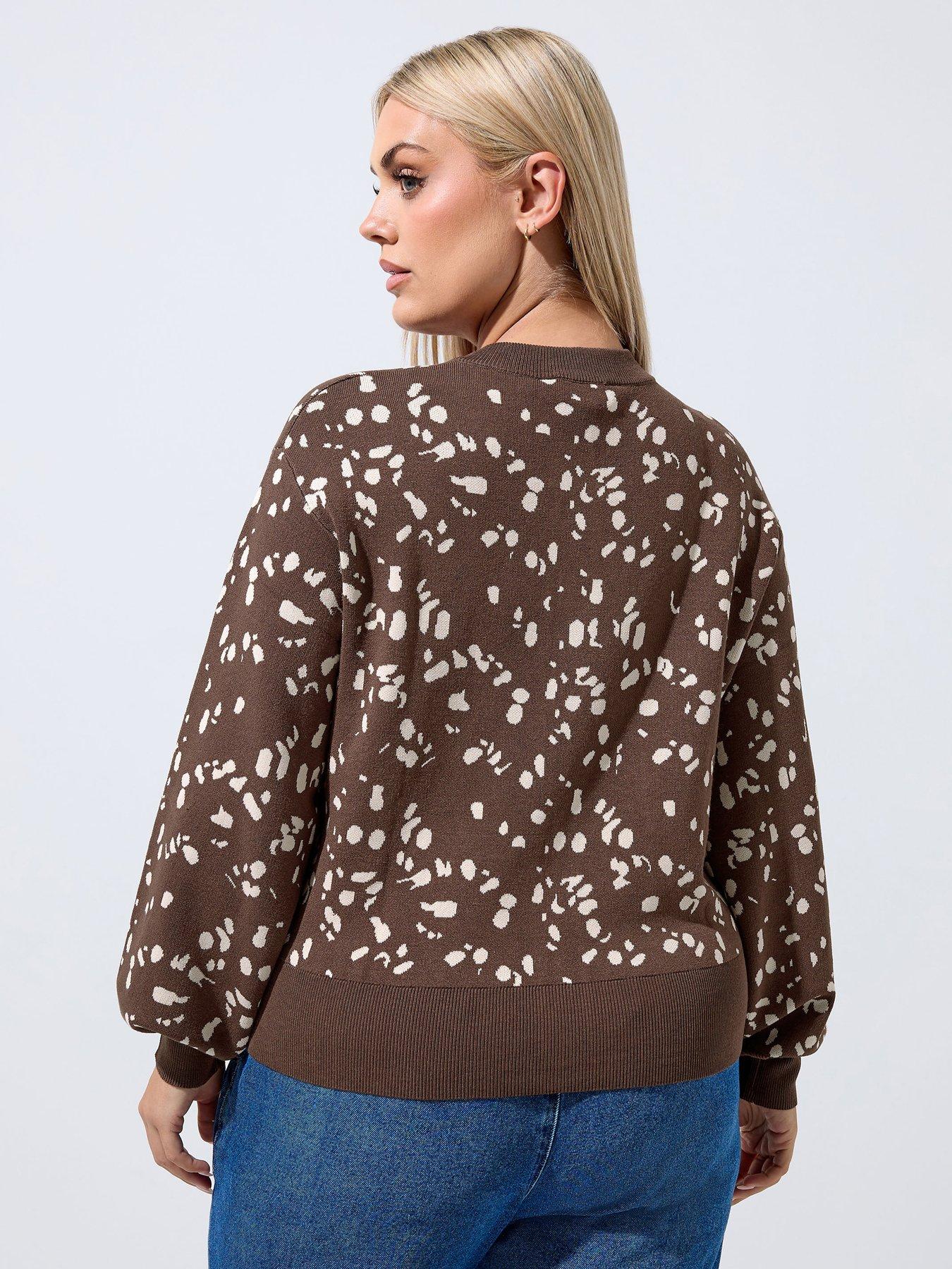 Image 2 of 4 of Yours Curve Balloon Sleeve Cardigan - Brown