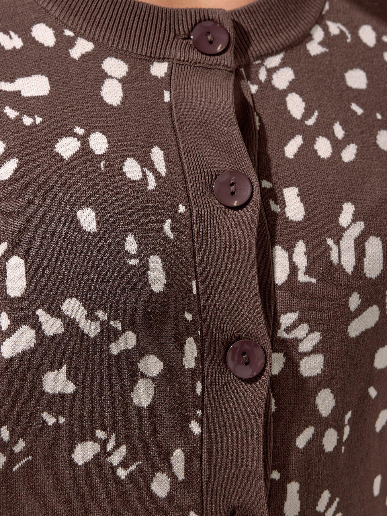 Image 4 of 4 of Yours Curve Balloon Sleeve Cardigan - Brown