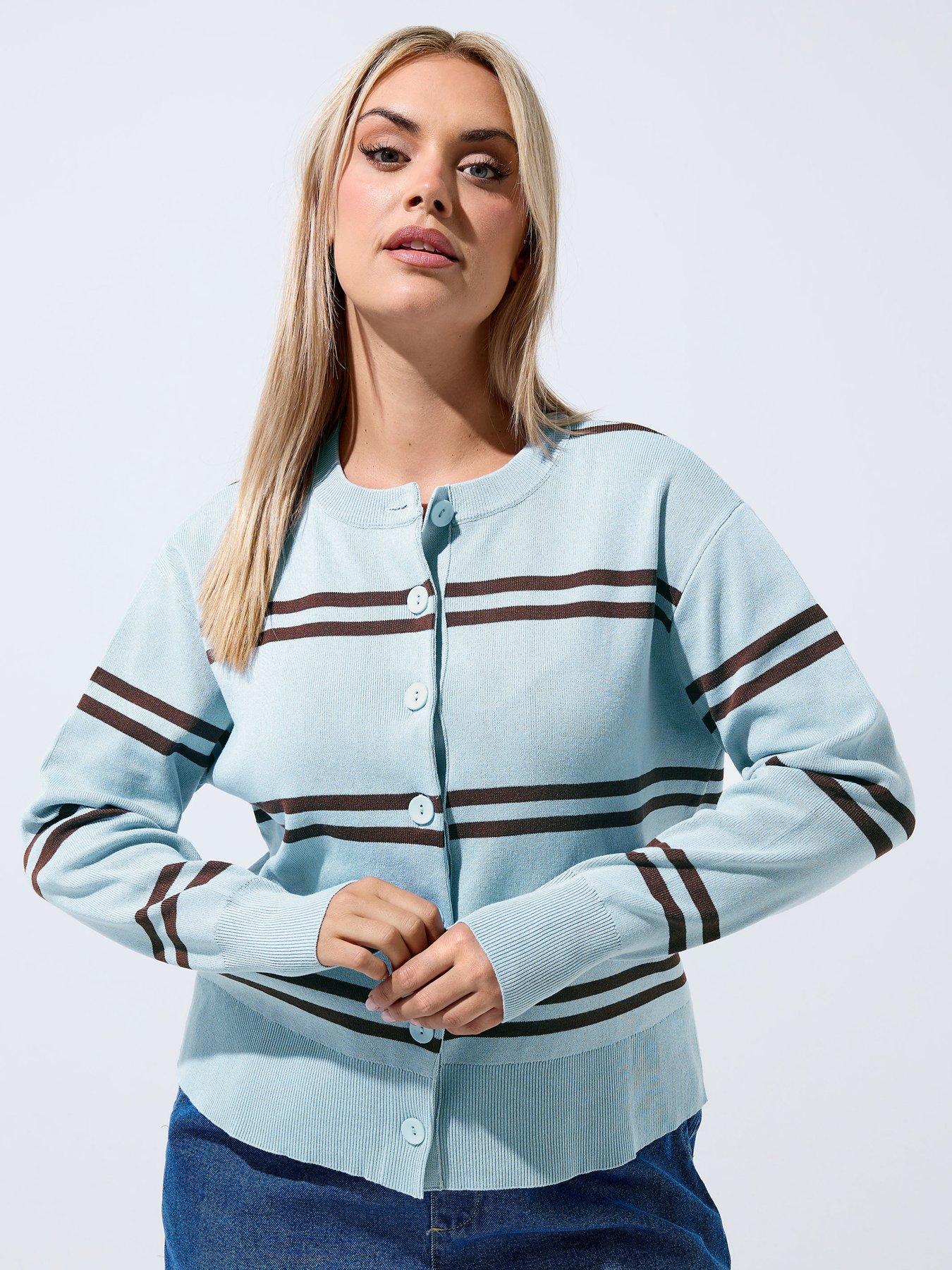 Yours Curve Round Neck Cardigan - Blue