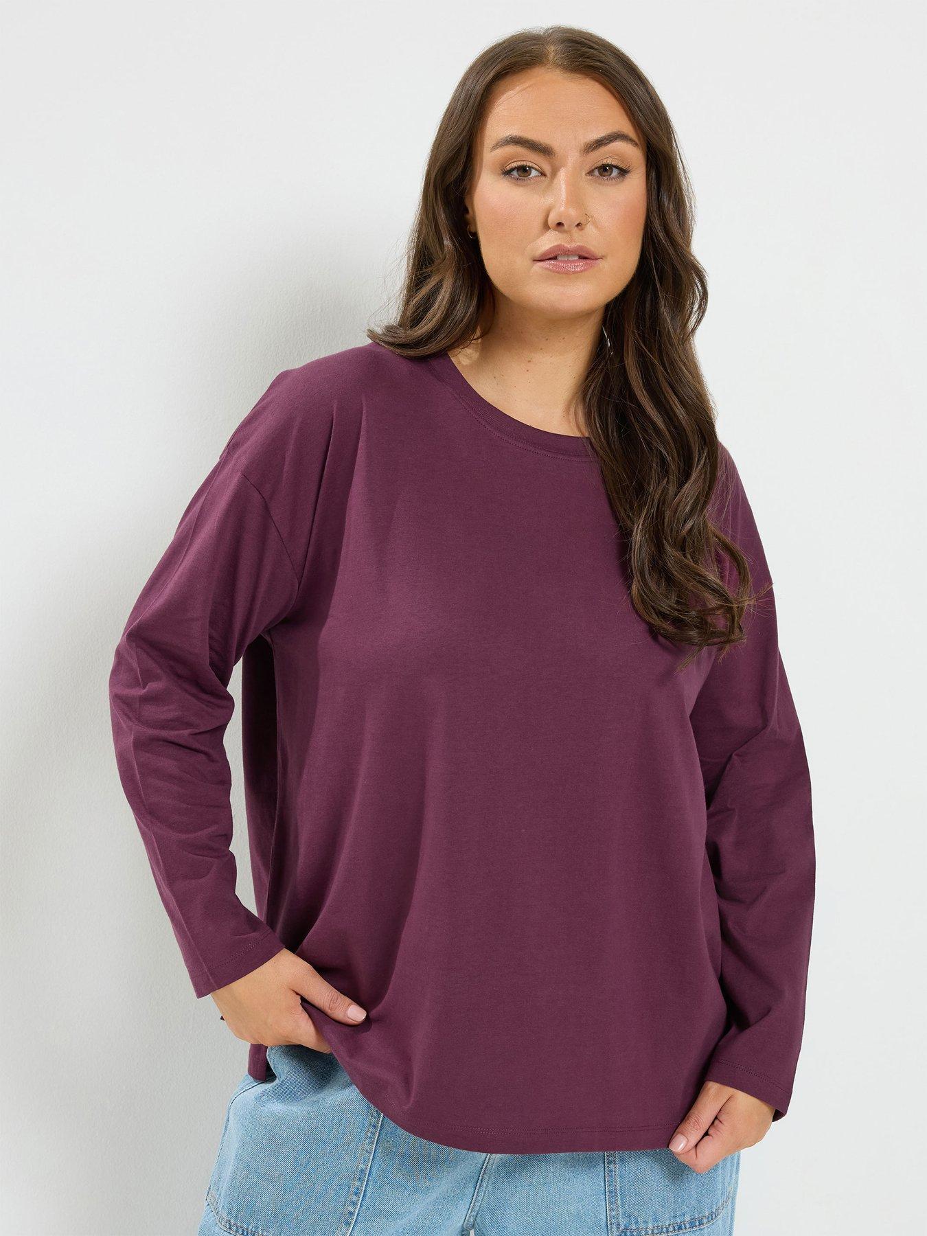 Yours Women's Curve Long Sleeve Oversize Top - Purple