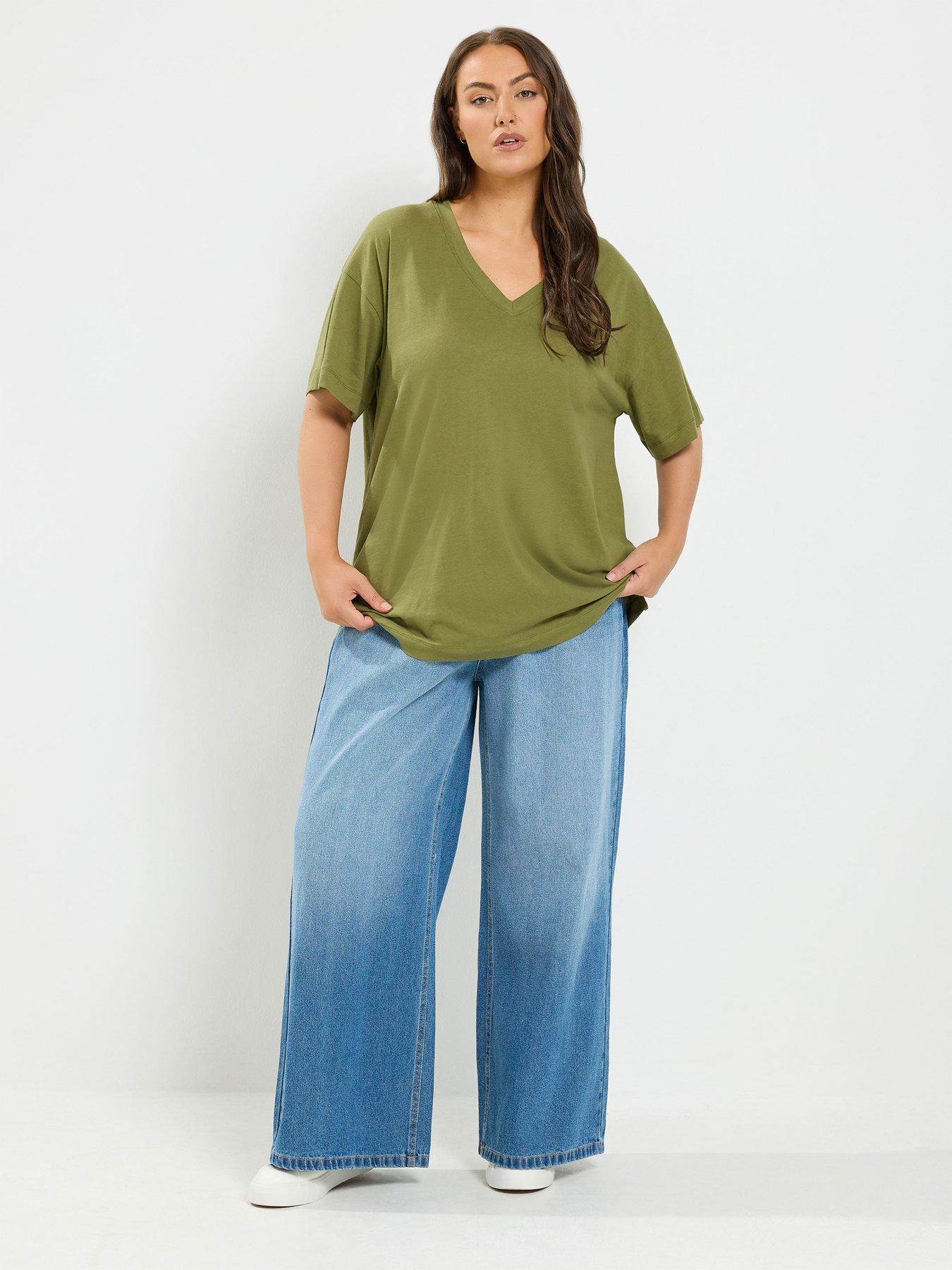 Image 3 of 4 of Yours Women's Curve Relaxed Longline T-Shirt - Green