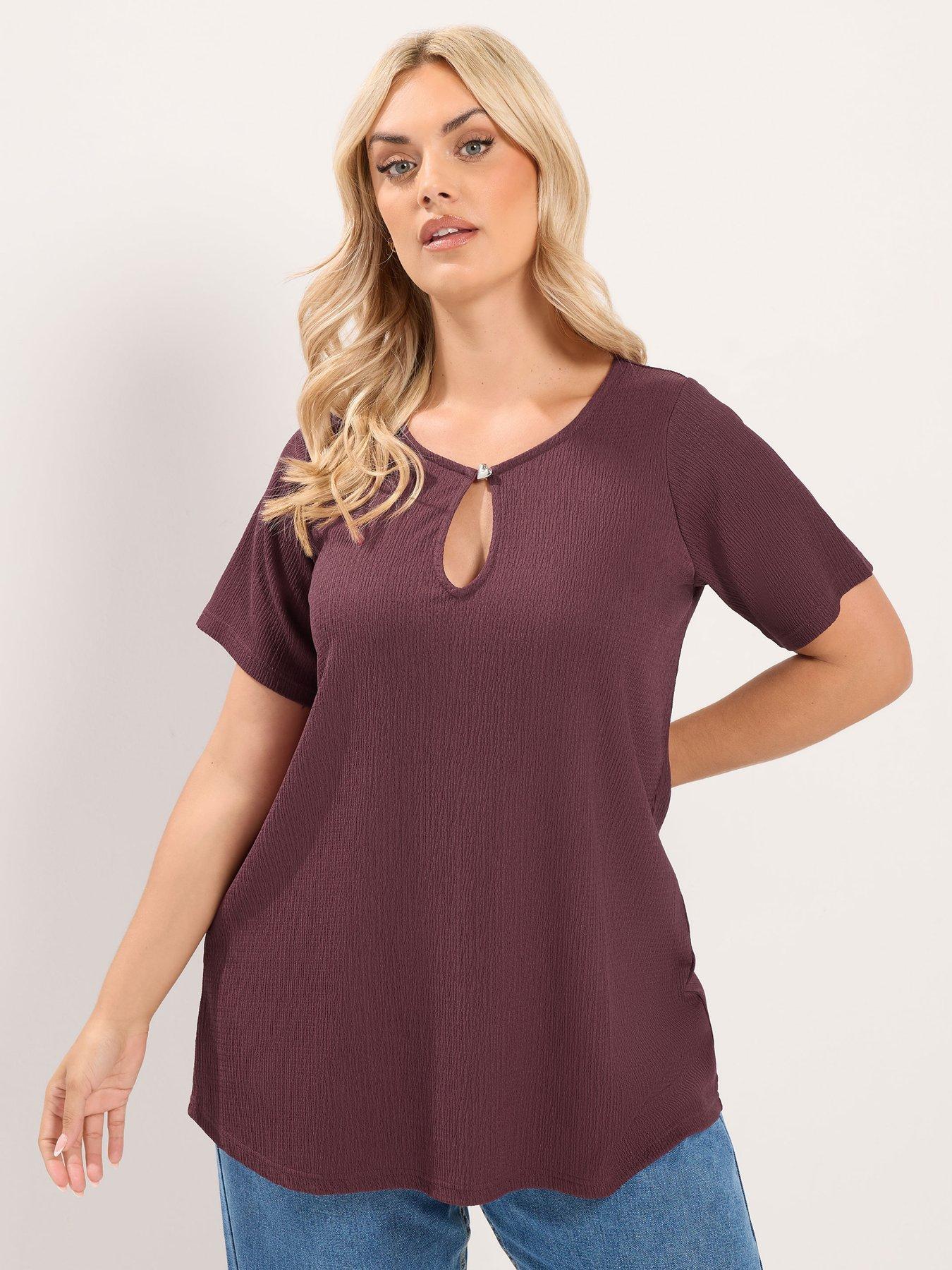 Yours Curve Button Keyhole Top - Purple