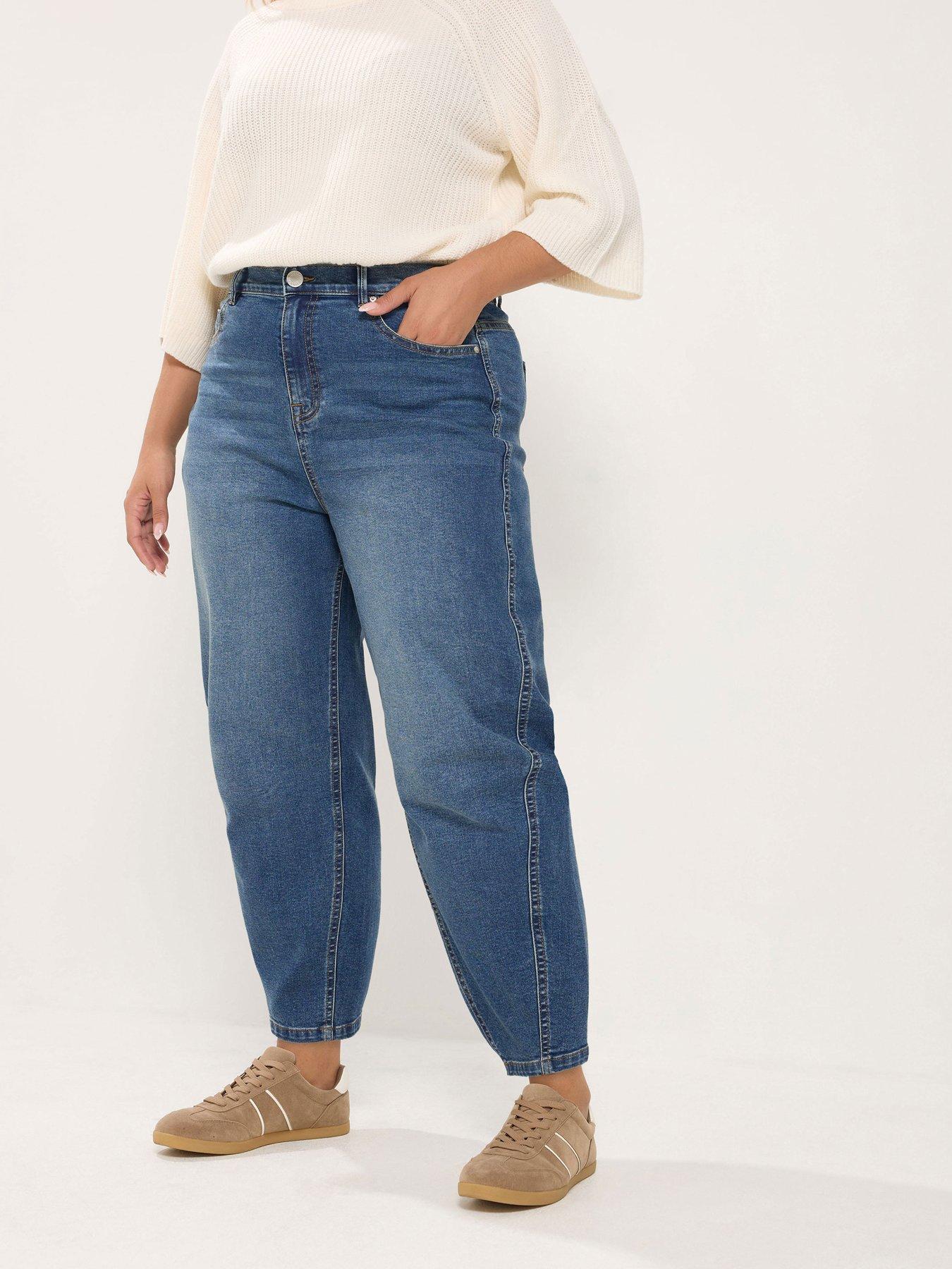 Yours Curve Barrel Leg 30" Jeans - Blue