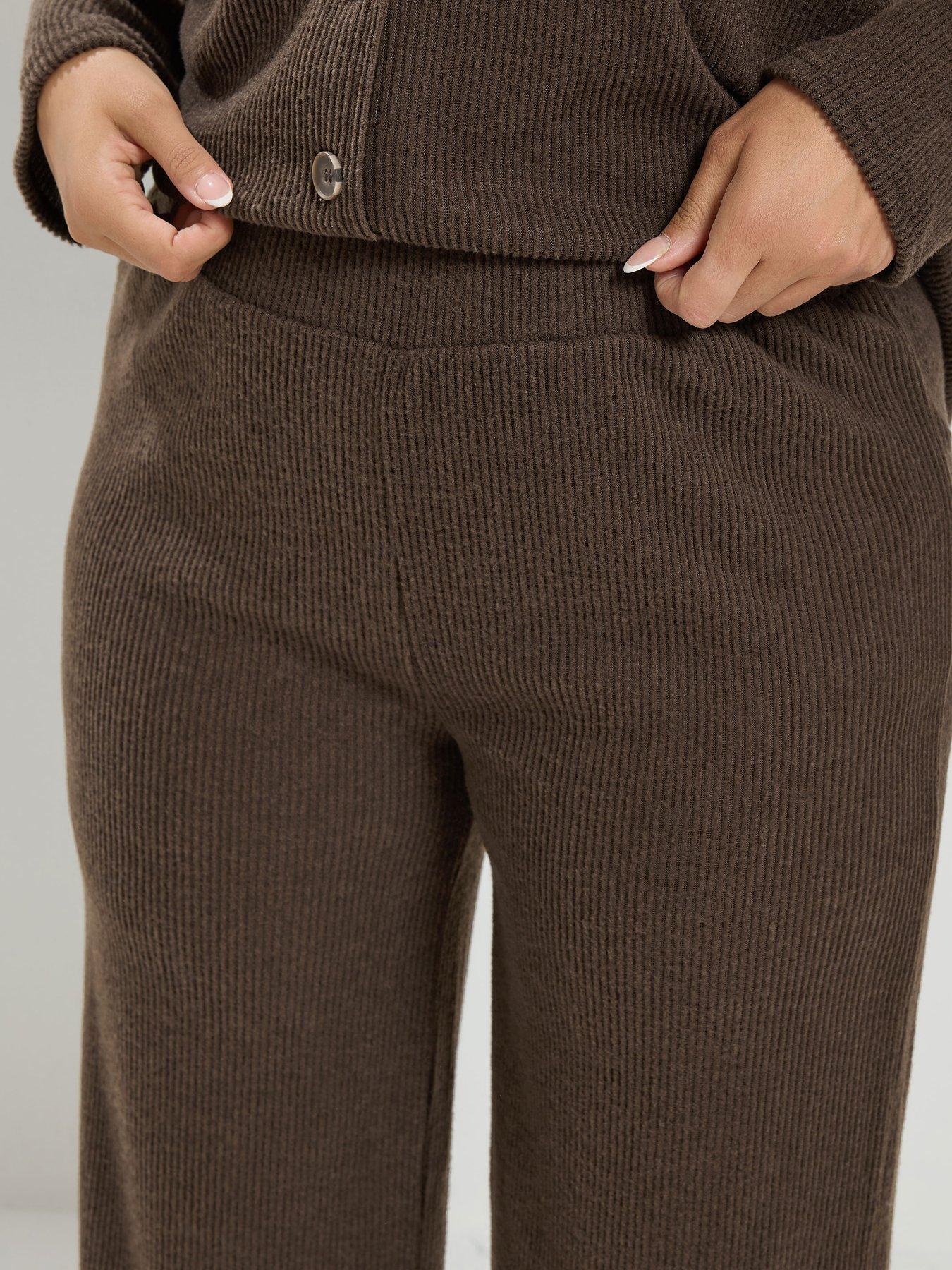 Image 4 of 4 of Yours Curve Soft Touch Embroidered Cardigan Set - Brown