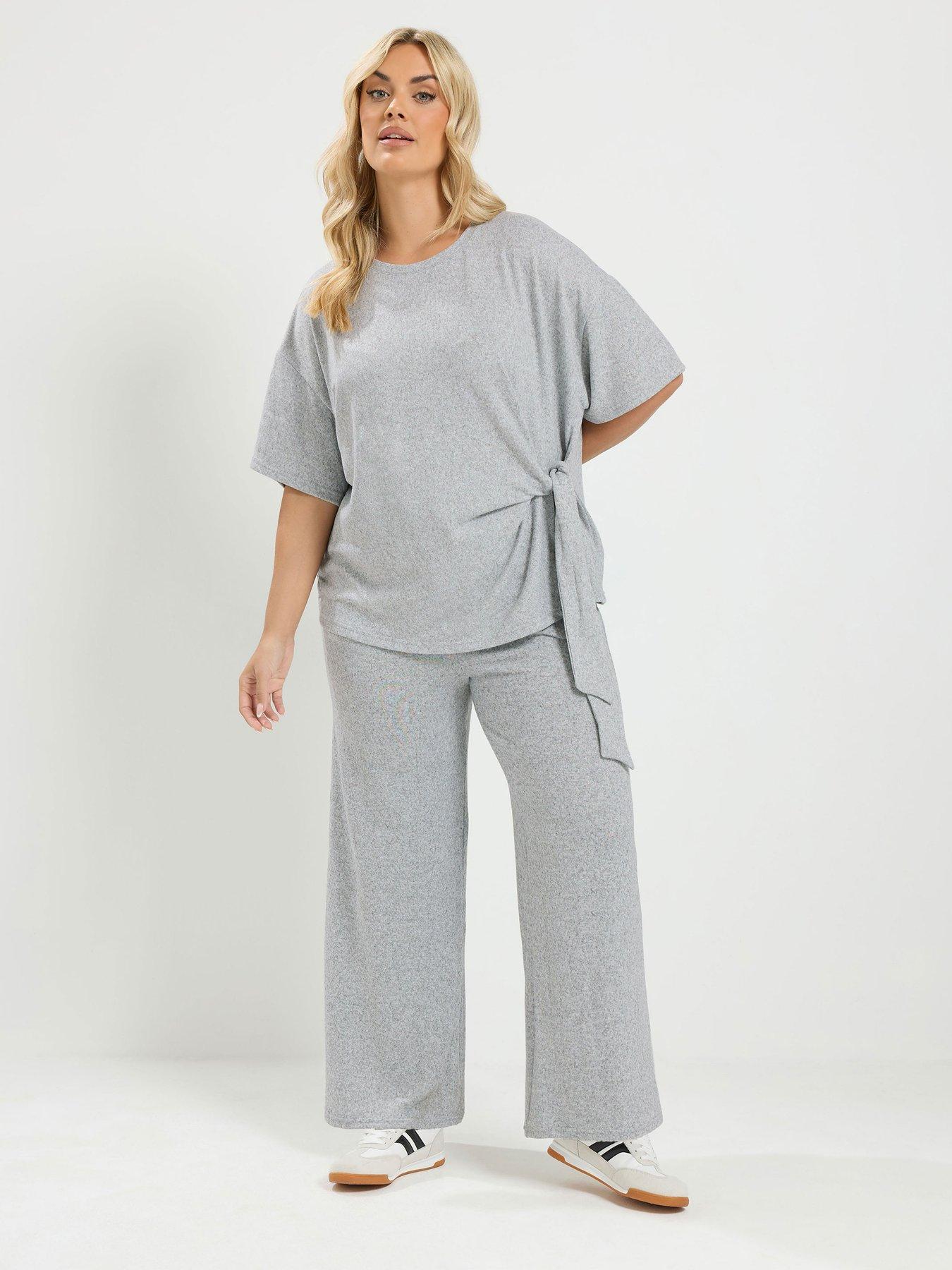 Yours Curve Tie Waist Top And Trouser Set