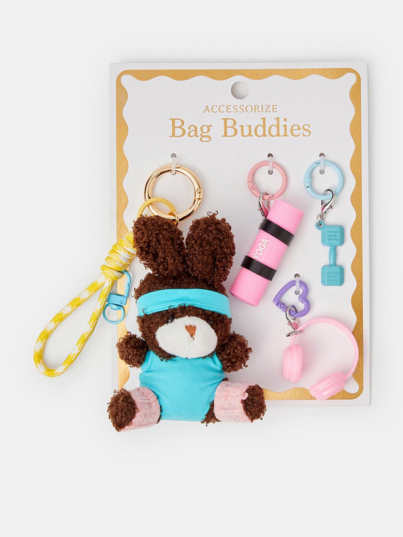 Image 1 of 3 of Accessorize Fluffy Bunny Bag Buddy Charm - Brown