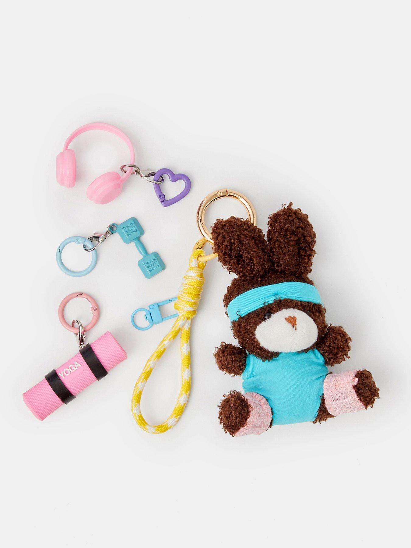 Image 2 of 3 of Accessorize Fluffy Bunny Bag Buddy Charm - Brown