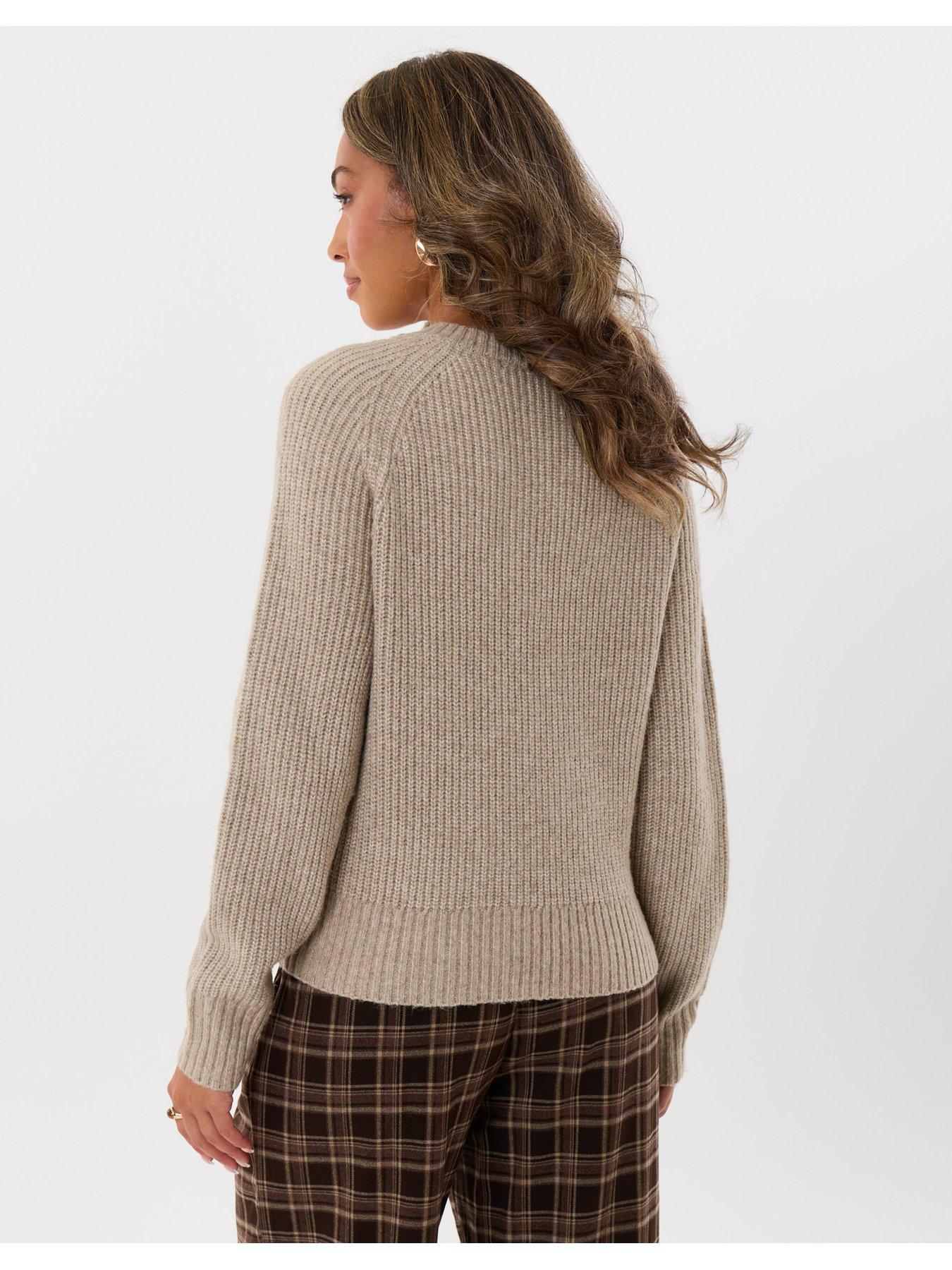 Image 2 of 4 of Threadbare Womens Chunky Rib Button-Through Cardigan - Brown