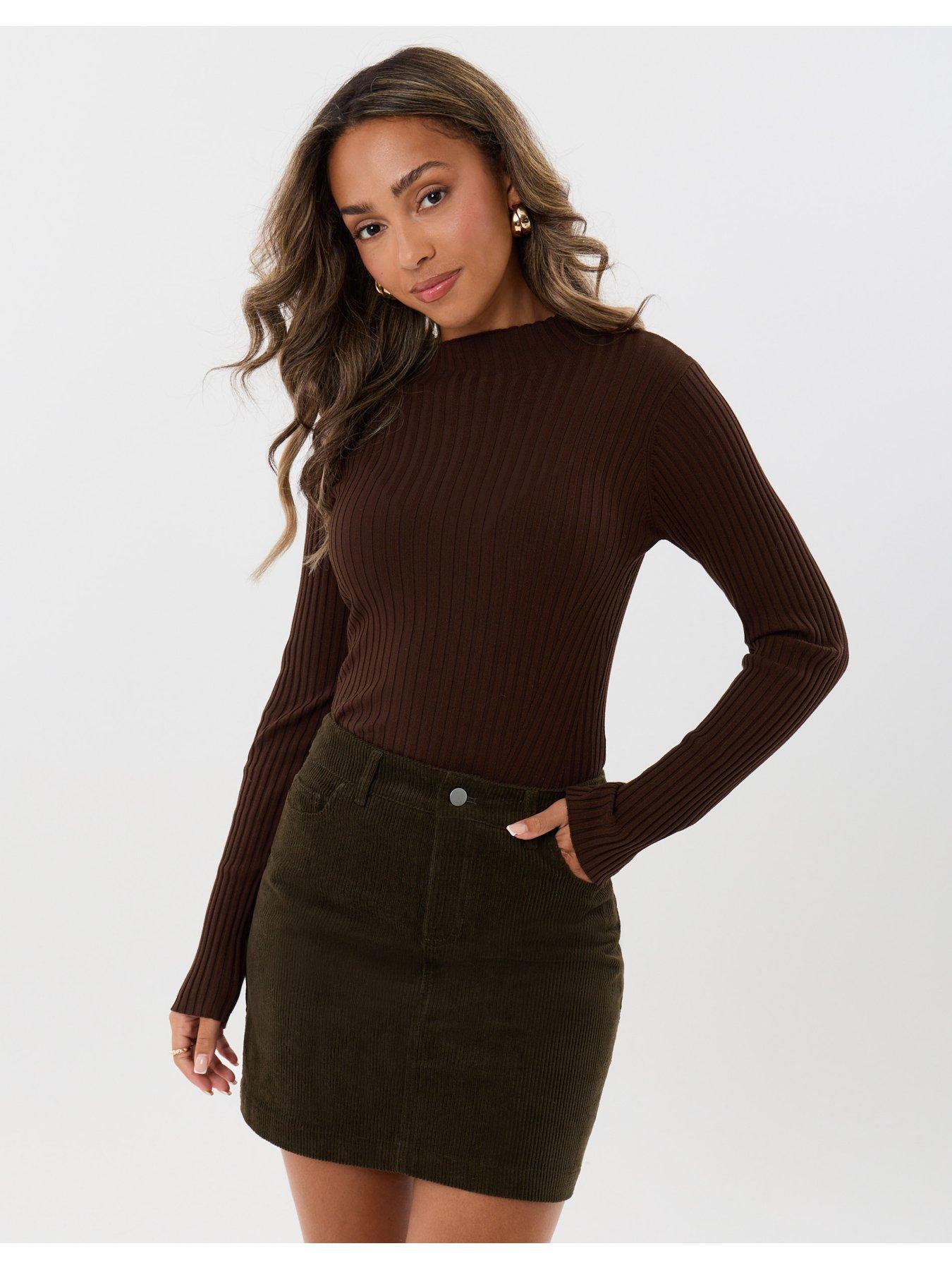 Image 1 of 4 of Threadbare Corduroy Mini Skirt With Pockets In Olive Green