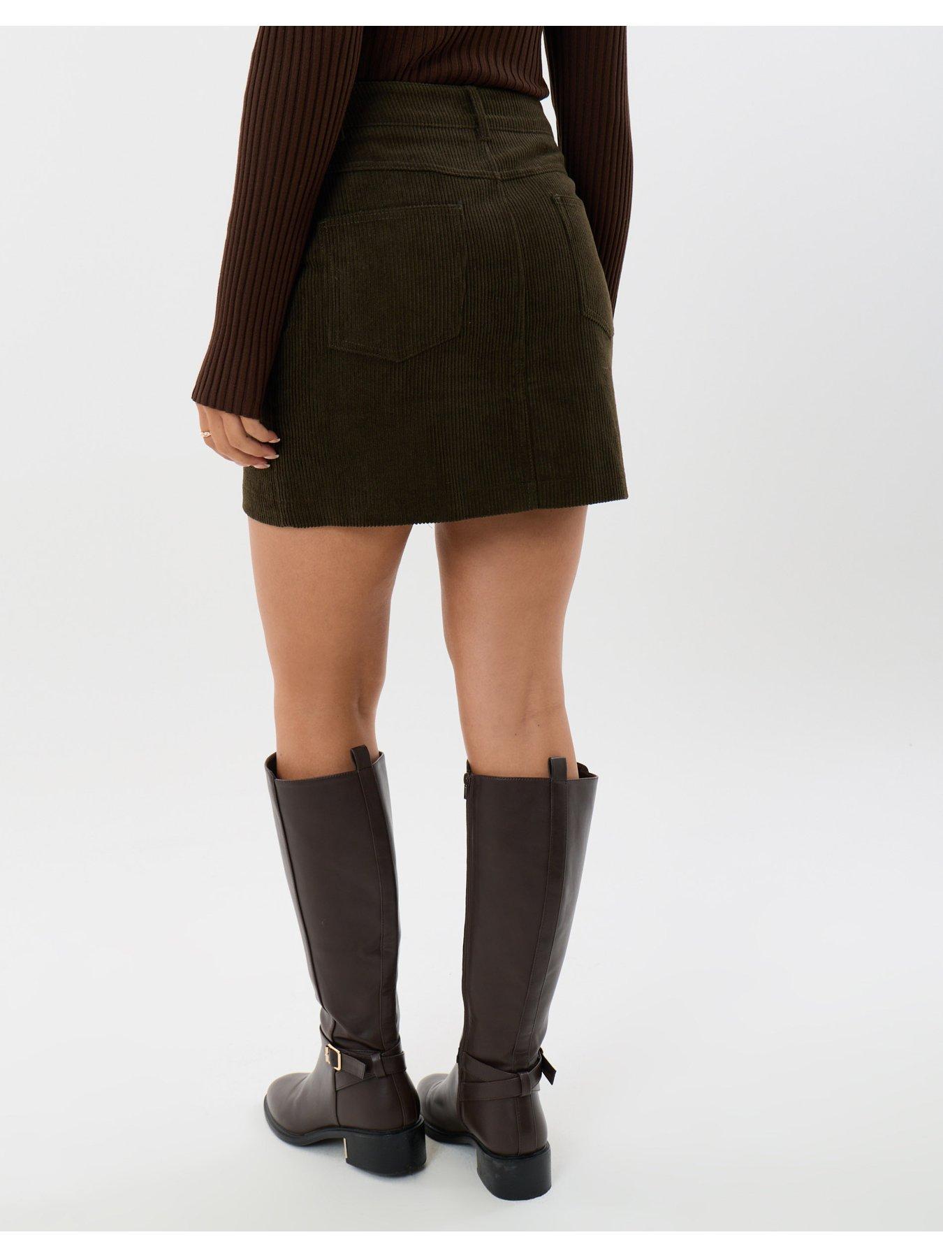 Image 2 of 4 of Threadbare Corduroy Mini Skirt With Pockets In Olive Green