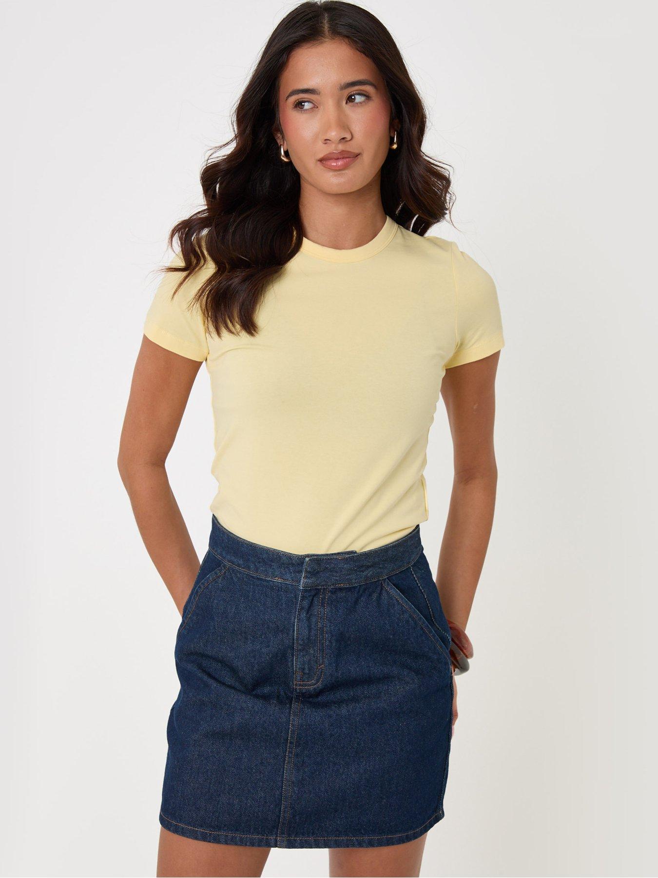 Image 1 of 4 of Threadbare Denim A-line Mini Skirt In Indigo