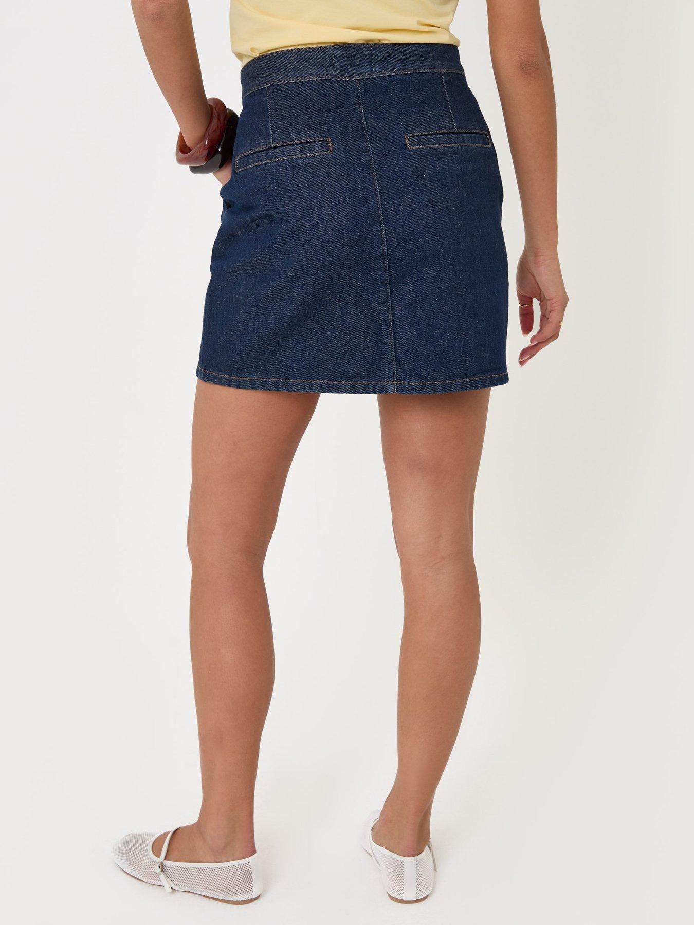 Image 3 of 4 of Threadbare Denim A-line Mini Skirt In Indigo