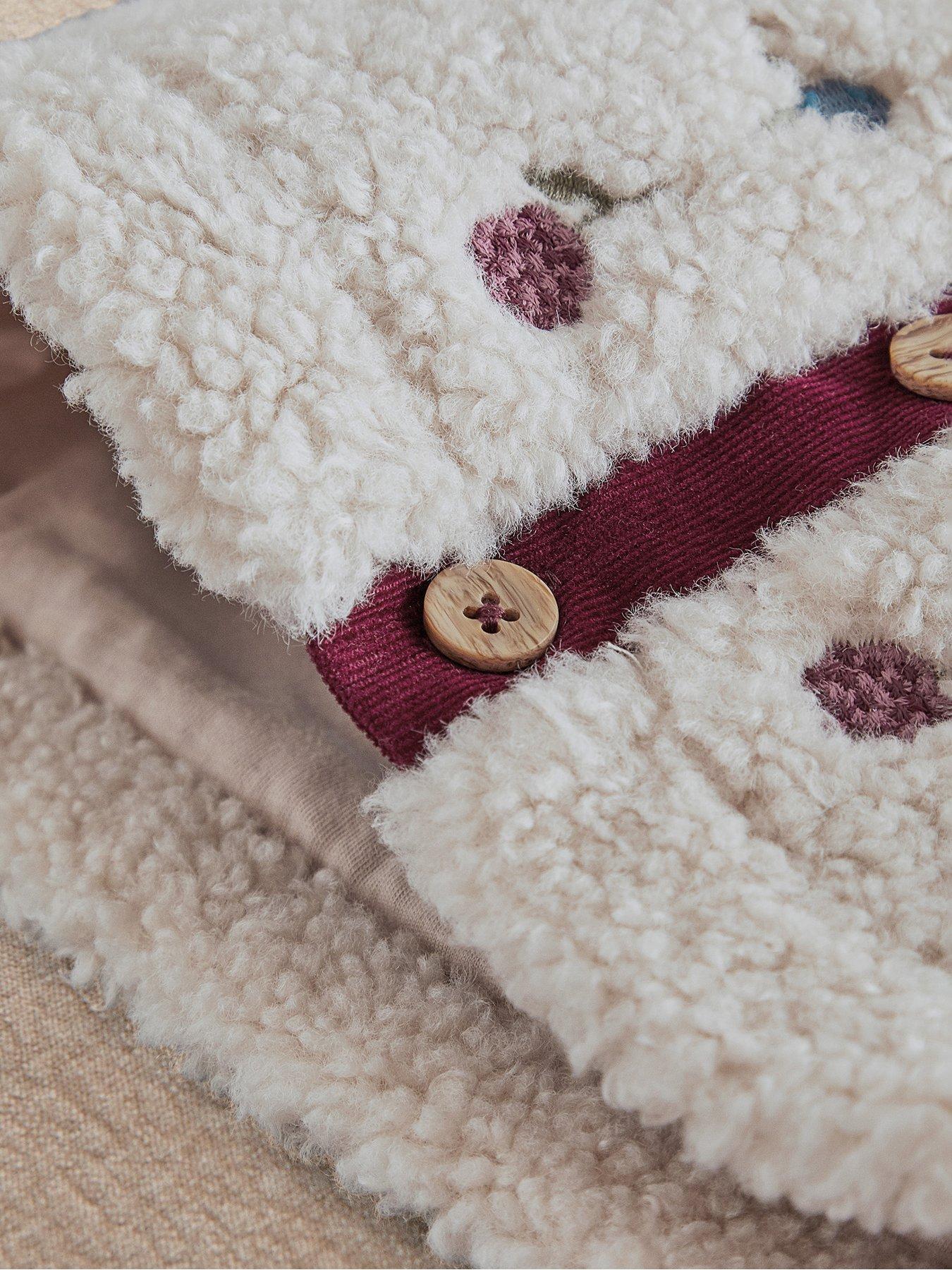Image 3 of 3 of Mamas & Papas Baby Girls Embroidered Borg Jacket - Cream