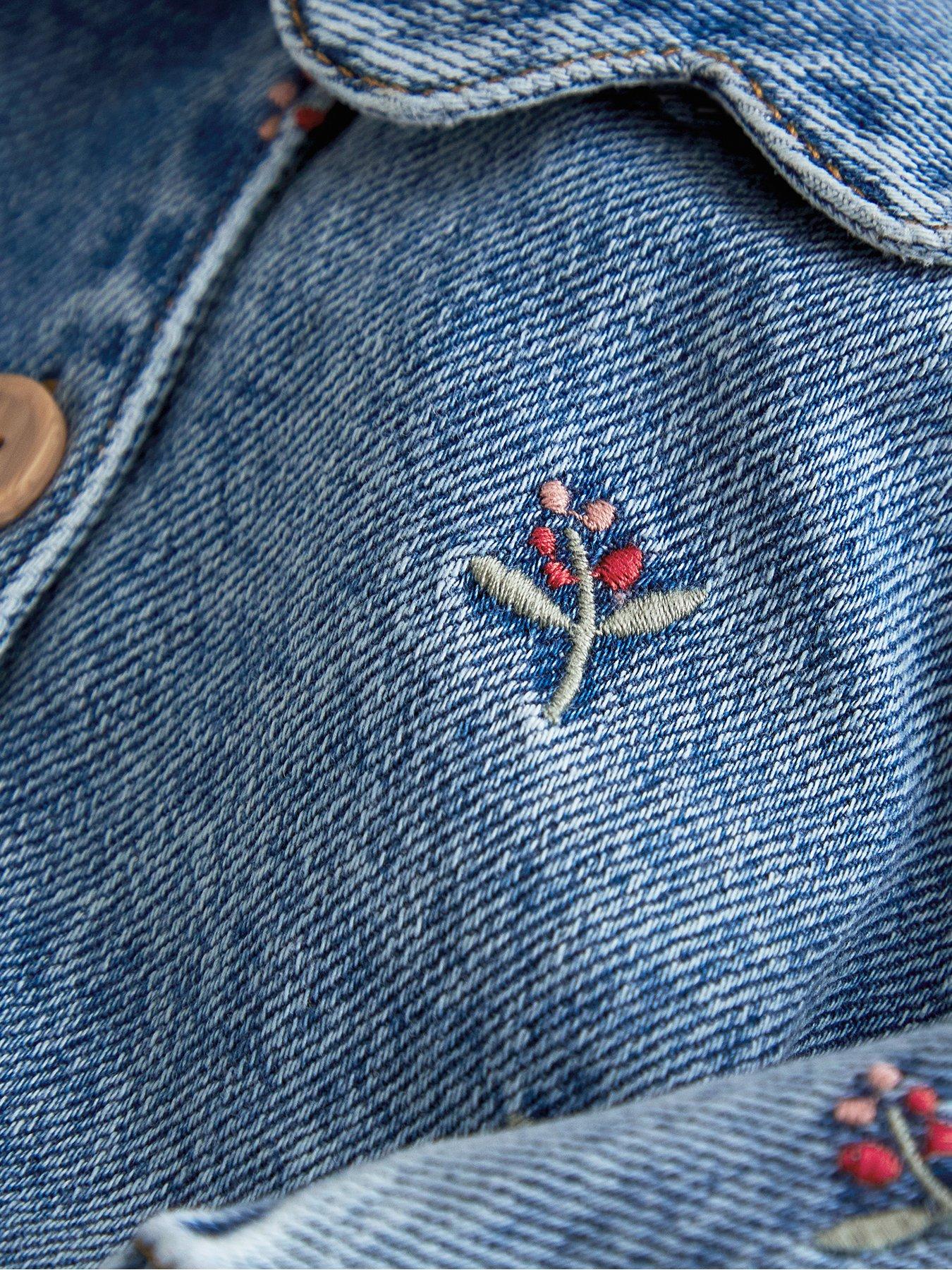 Image 4 of 5 of Mamas & Papas Baby Girls Berry Embroidered Denim Jacket - Blue