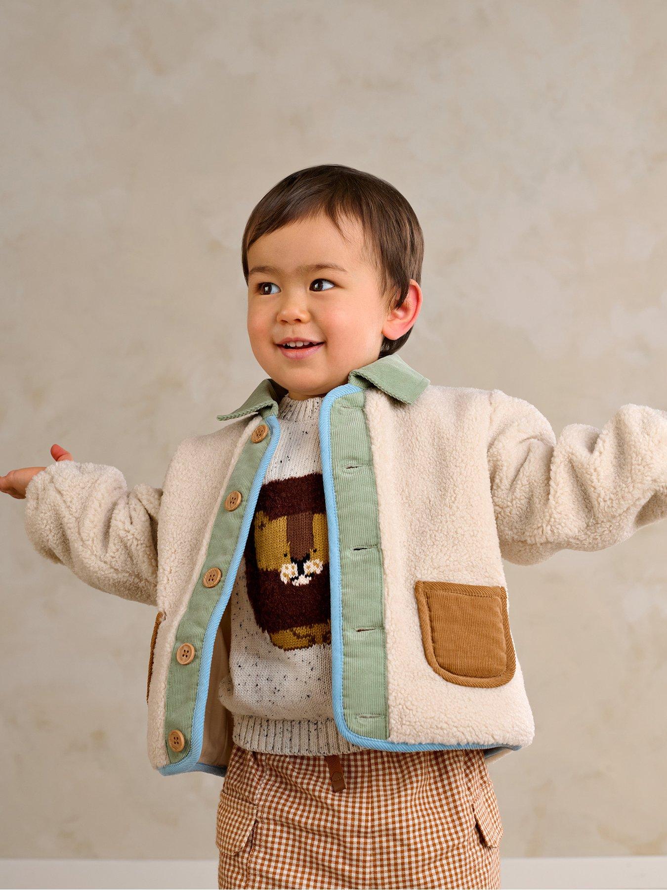 Mamas & Papas Baby Boys Borg Jacket - Cream