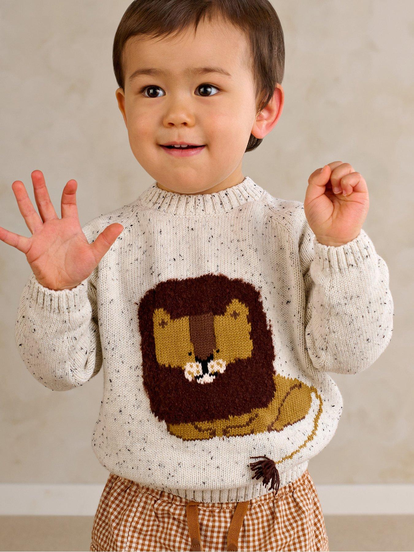 Mamas & Papas Baby Boys Lion Knit Jumper - Beige