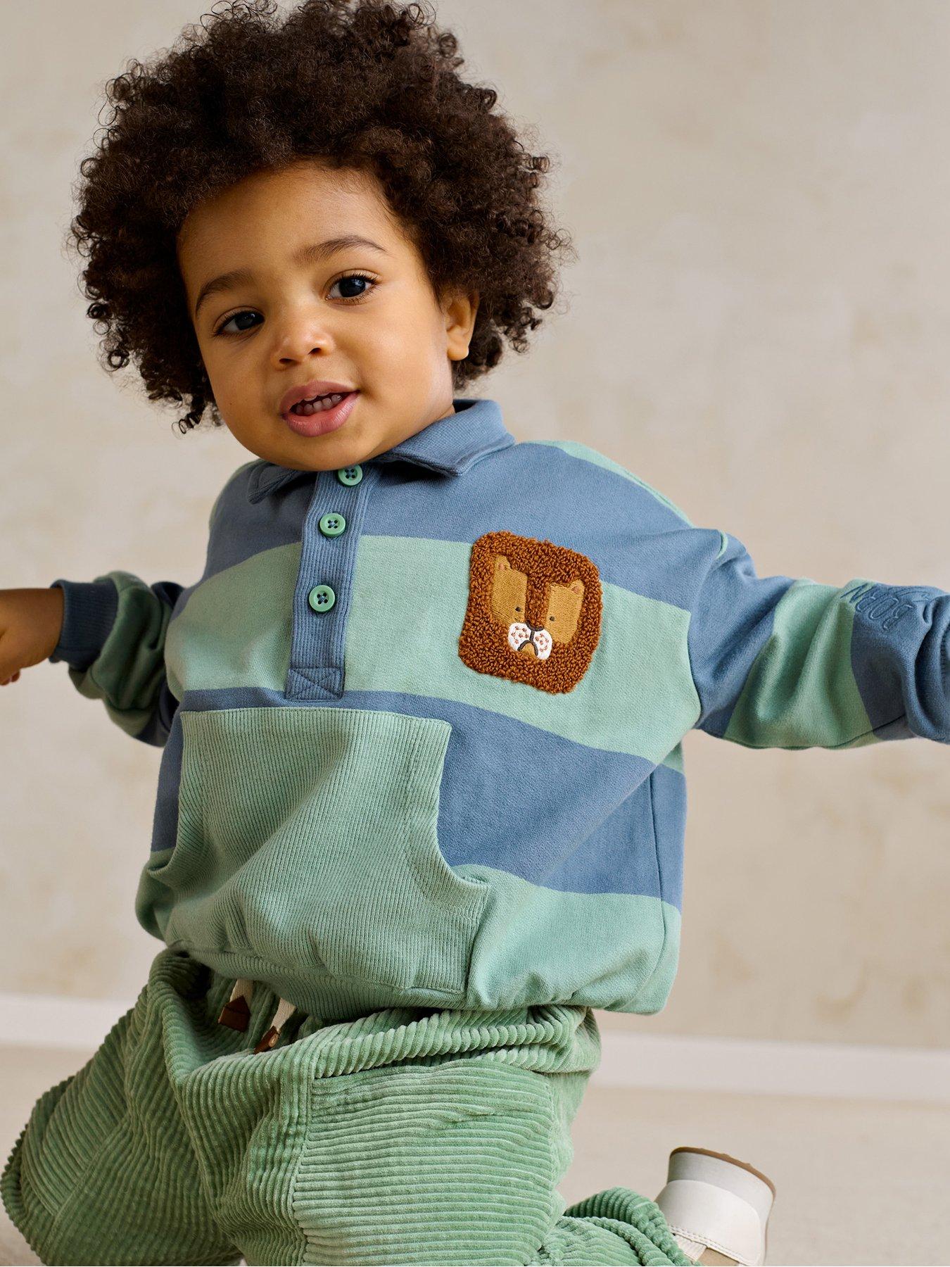 Image 1 of 5 of Mamas & Papas Baby Boys Stripe Polo Collar Sweatshirt - Multi