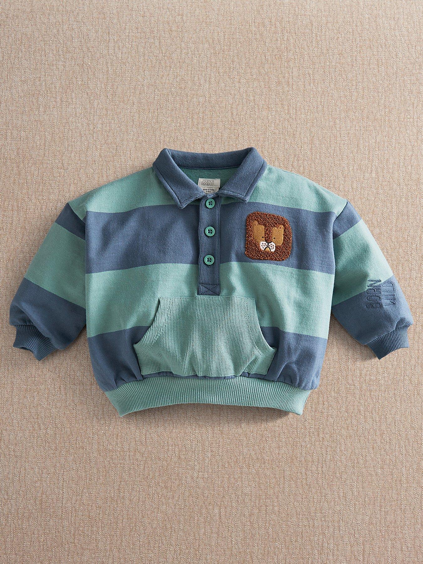 Image 2 of 5 of Mamas & Papas Baby Boys Stripe Polo Collar Sweatshirt - Multi