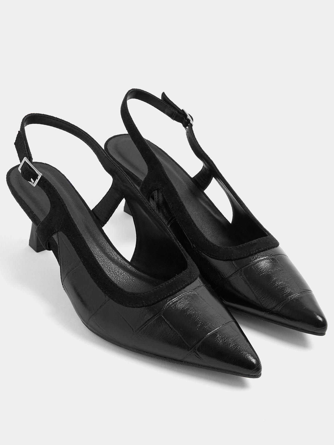 Image 2 of 4 of Yours Curve Extra Wide Fit Croc Slingback Heels - Black