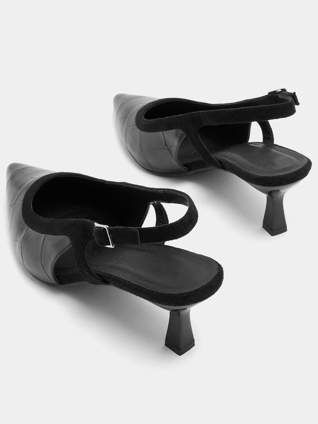 Image 3 of 4 of Yours Curve Extra Wide Fit Croc Slingback Heels - Black
