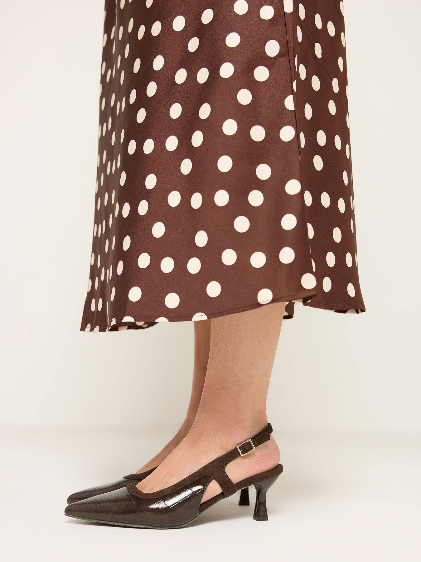 Image 4 of 4 of Yours Curve Extra Wide Fit Croc Slingback Heel - Brown