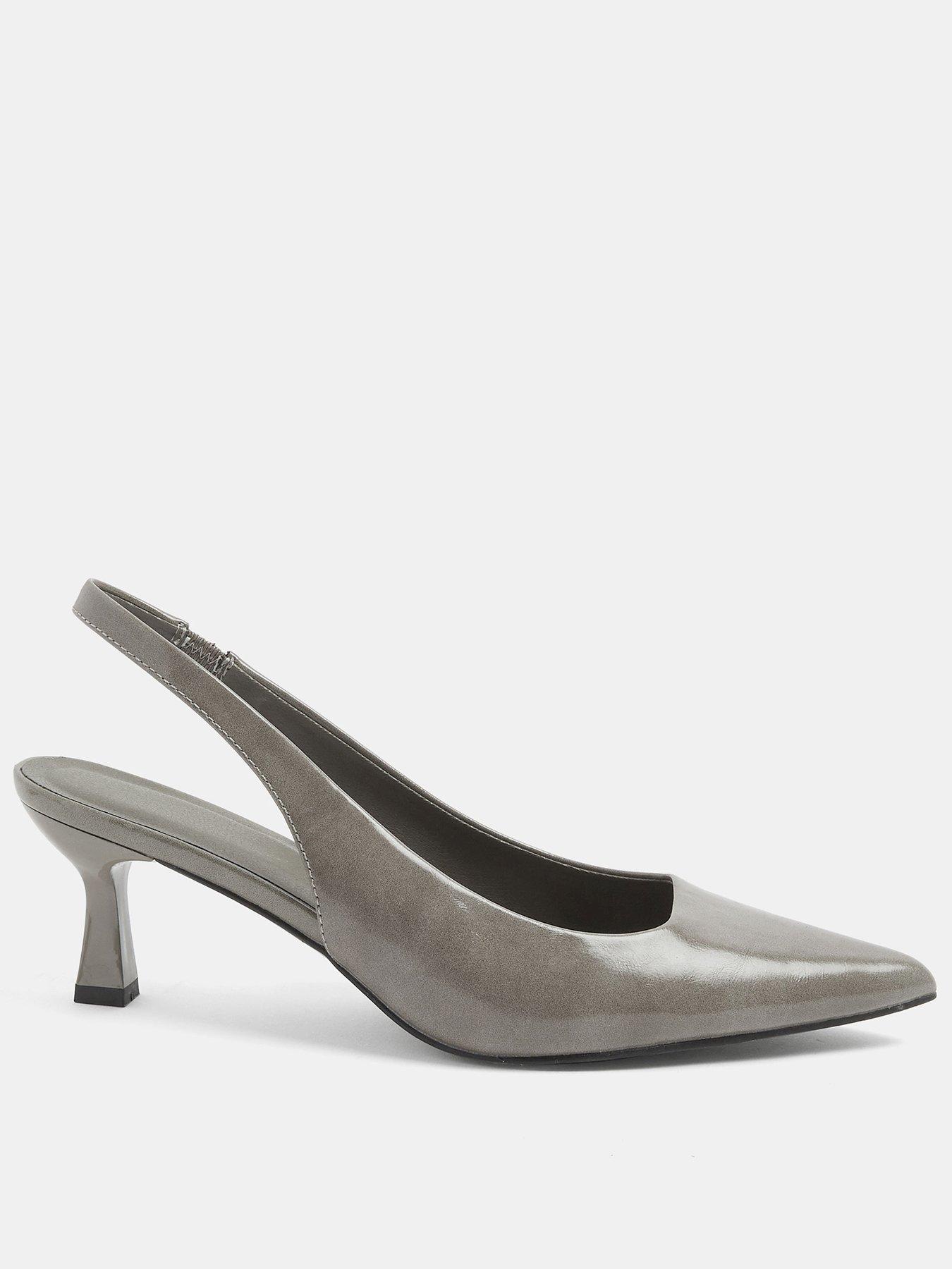 Yours Curve Wide Fit Slingback Heel - Grey