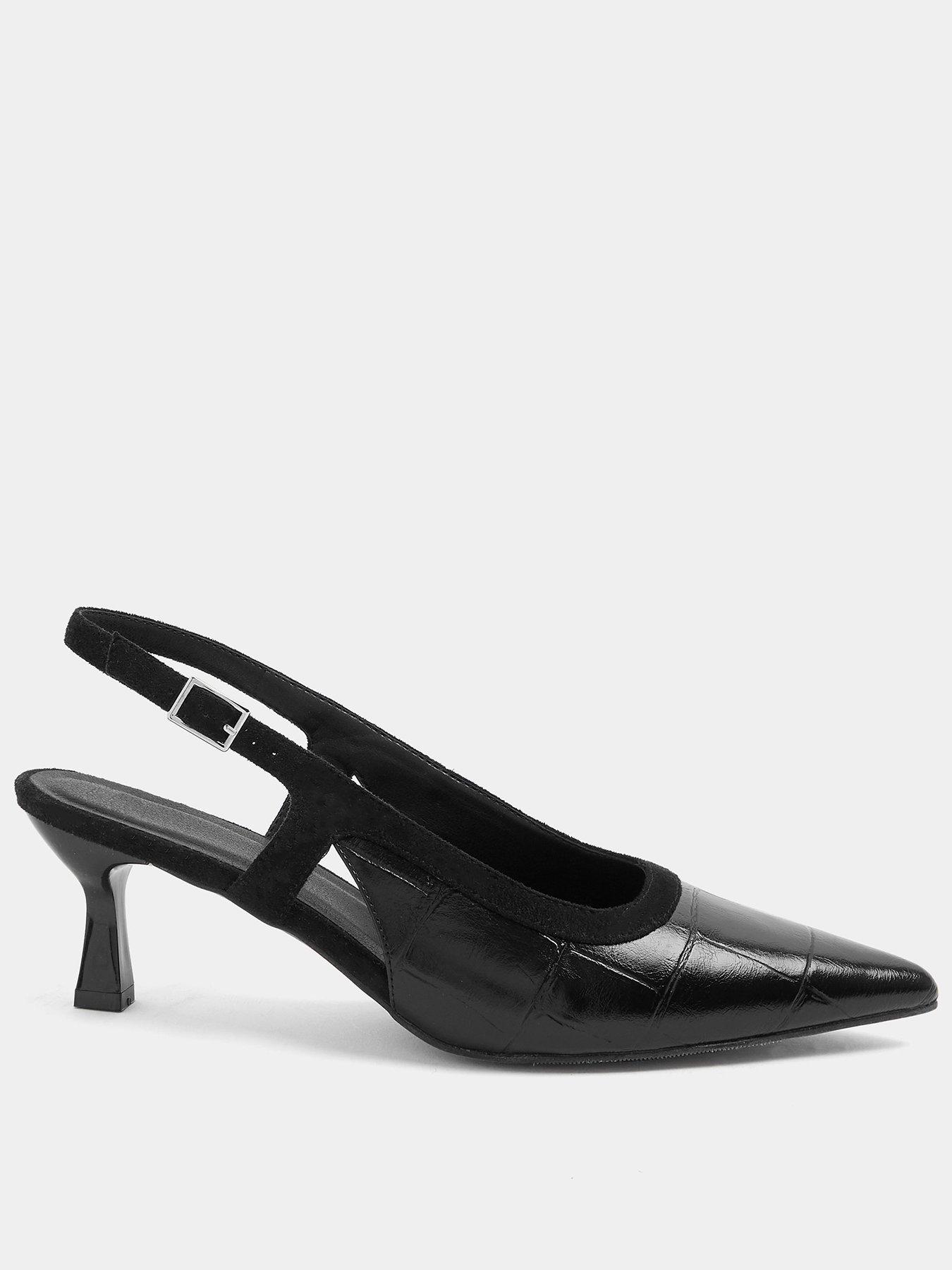 Yours Curve Wide Fit Croc Slingback Heel - Black