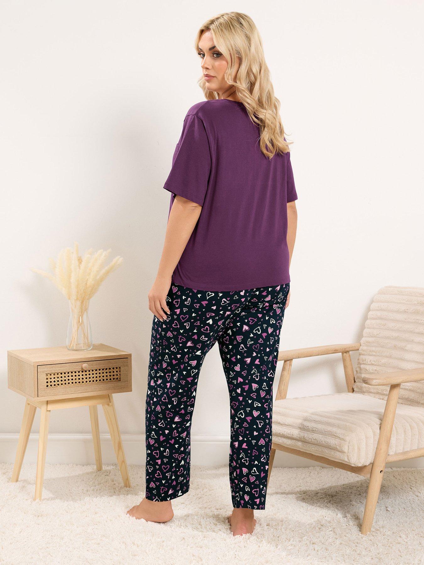 Image 2 of 4 of Yours Curve Short Sleeve Wide Leg PJ Set - Red