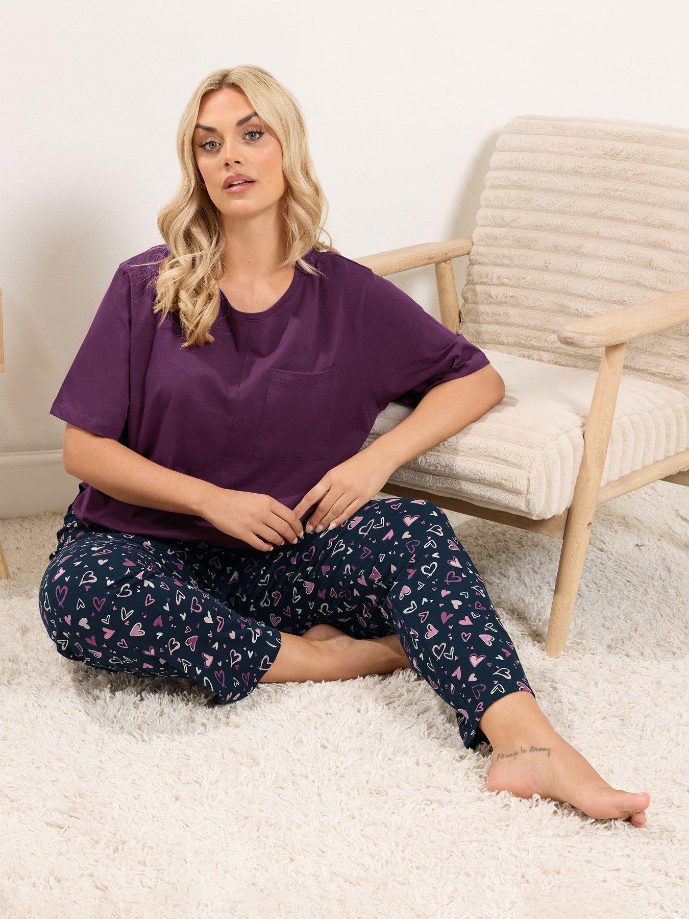 Image 3 of 4 of Yours Curve Short Sleeve Wide Leg PJ Set - Red