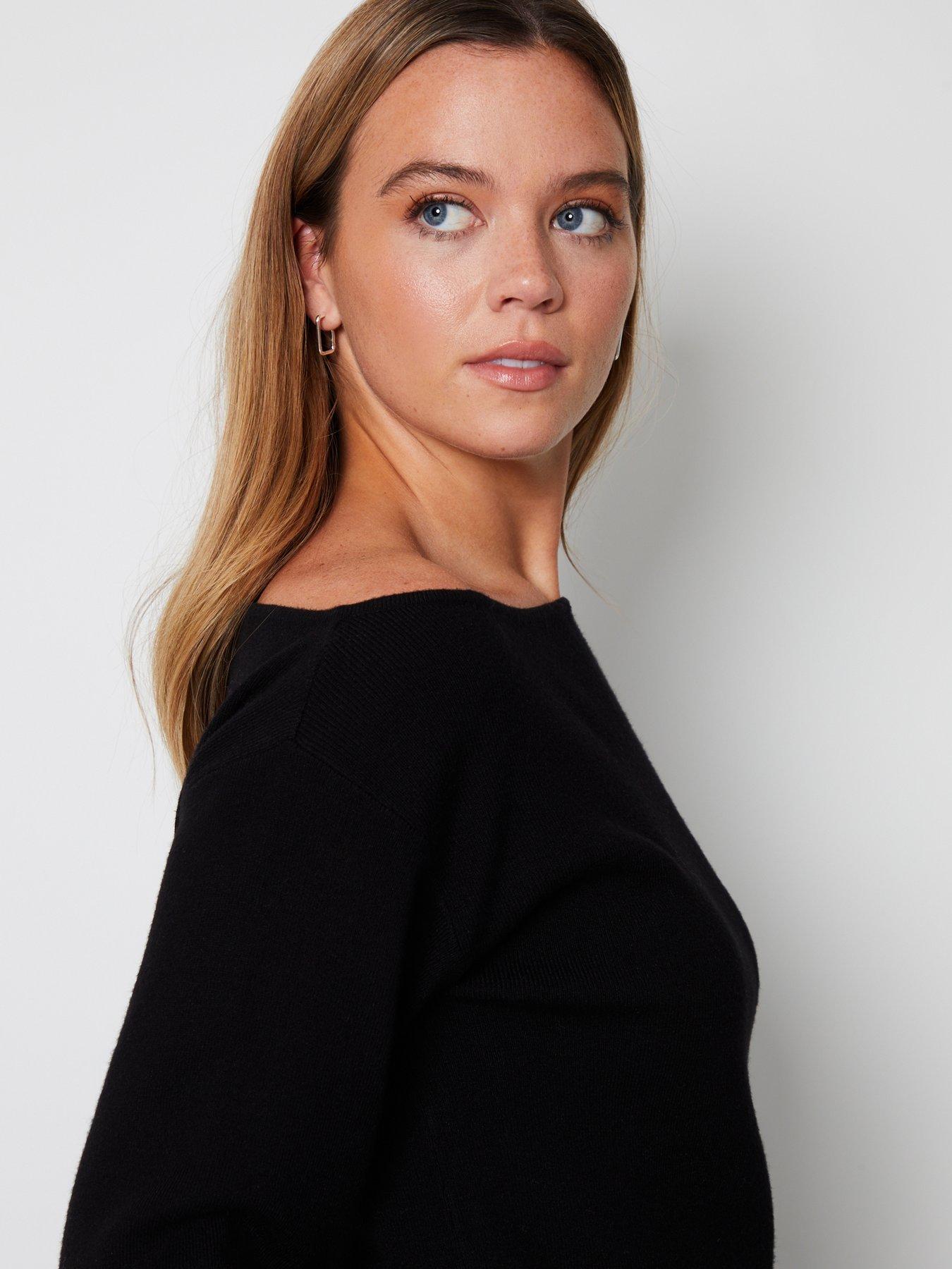 Image 4 of 4 of Threadbare Womens Slash Neck Soft Feel Jumper - Black